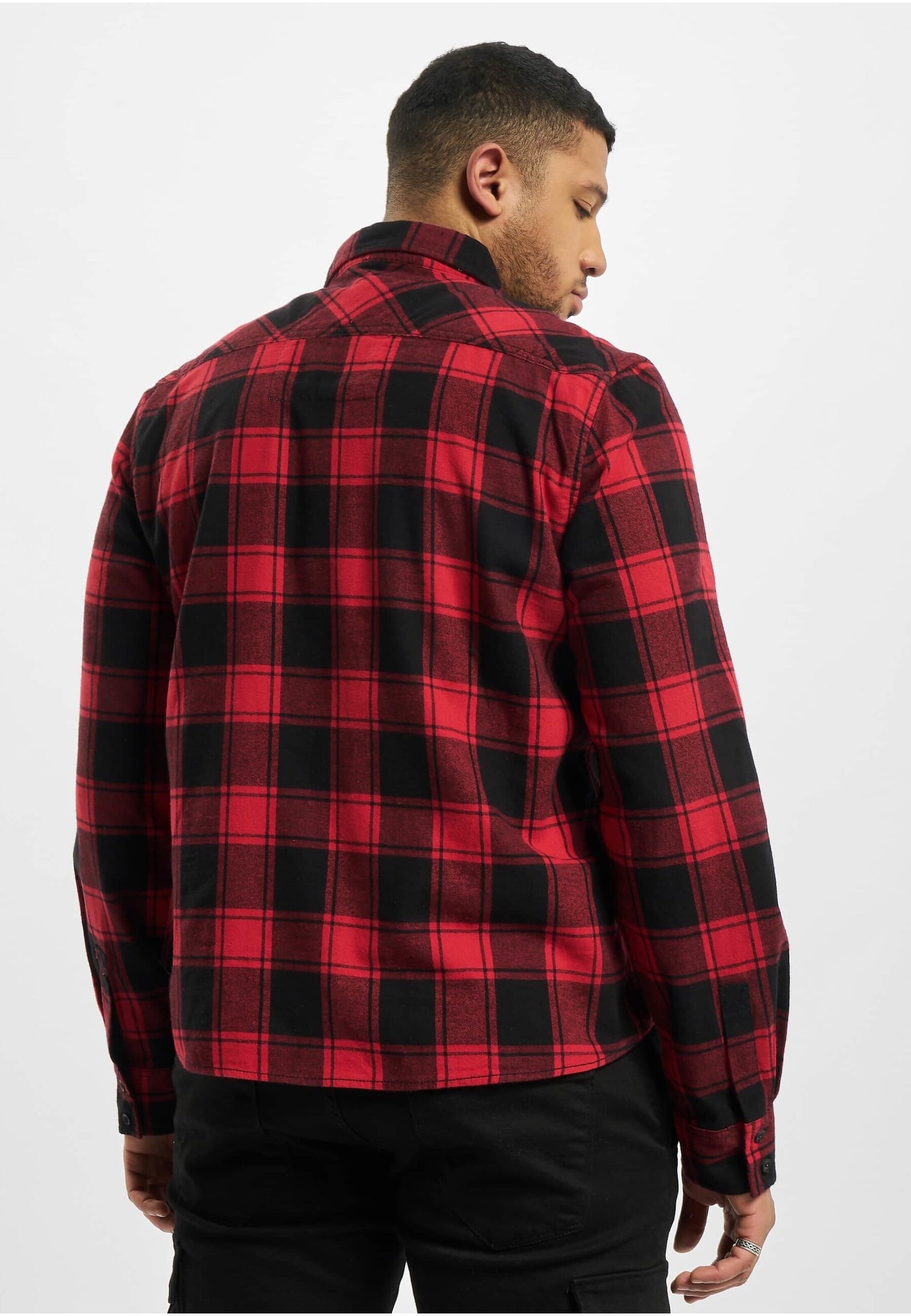 Brandit Check Long Sleeve Shirt Red/Black L Boys 3