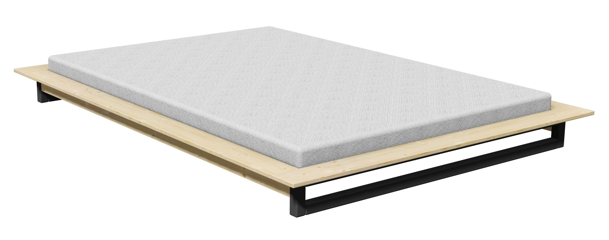 OTTO home Futonbett »Kobe, Massivholzbett aus Kiefer im Industrial Design, 200 KG belastbar« B/T/H:165/225/18,1 cm,  stabiles Kufengestell,  rundum Ablagefläche, FSC, Made in Europe