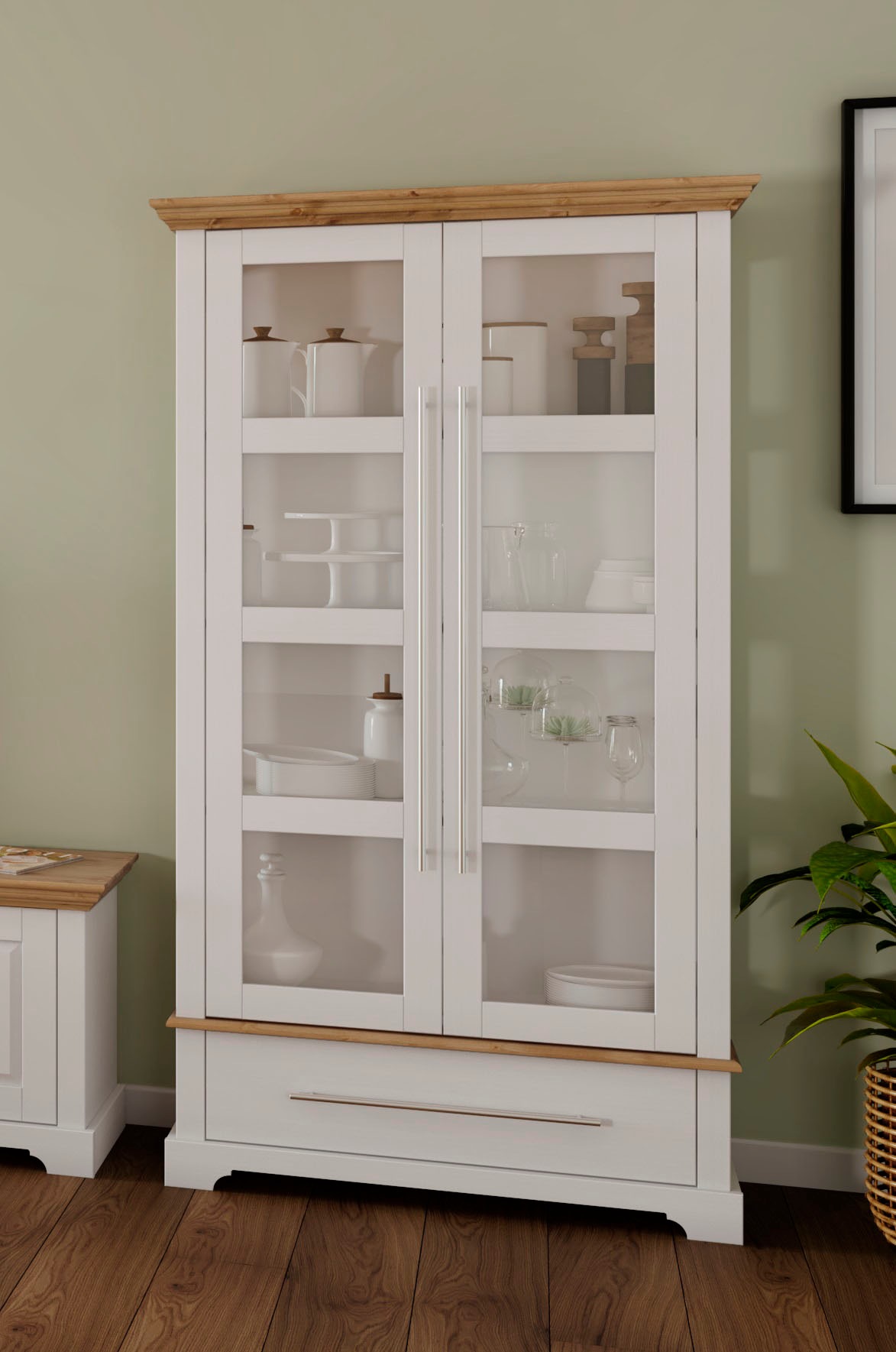 OTTO home Vitrine "Meliss" Höhe 169 cm, Breite 94 cm, 2-türig, Kiefer massi günstig online kaufen