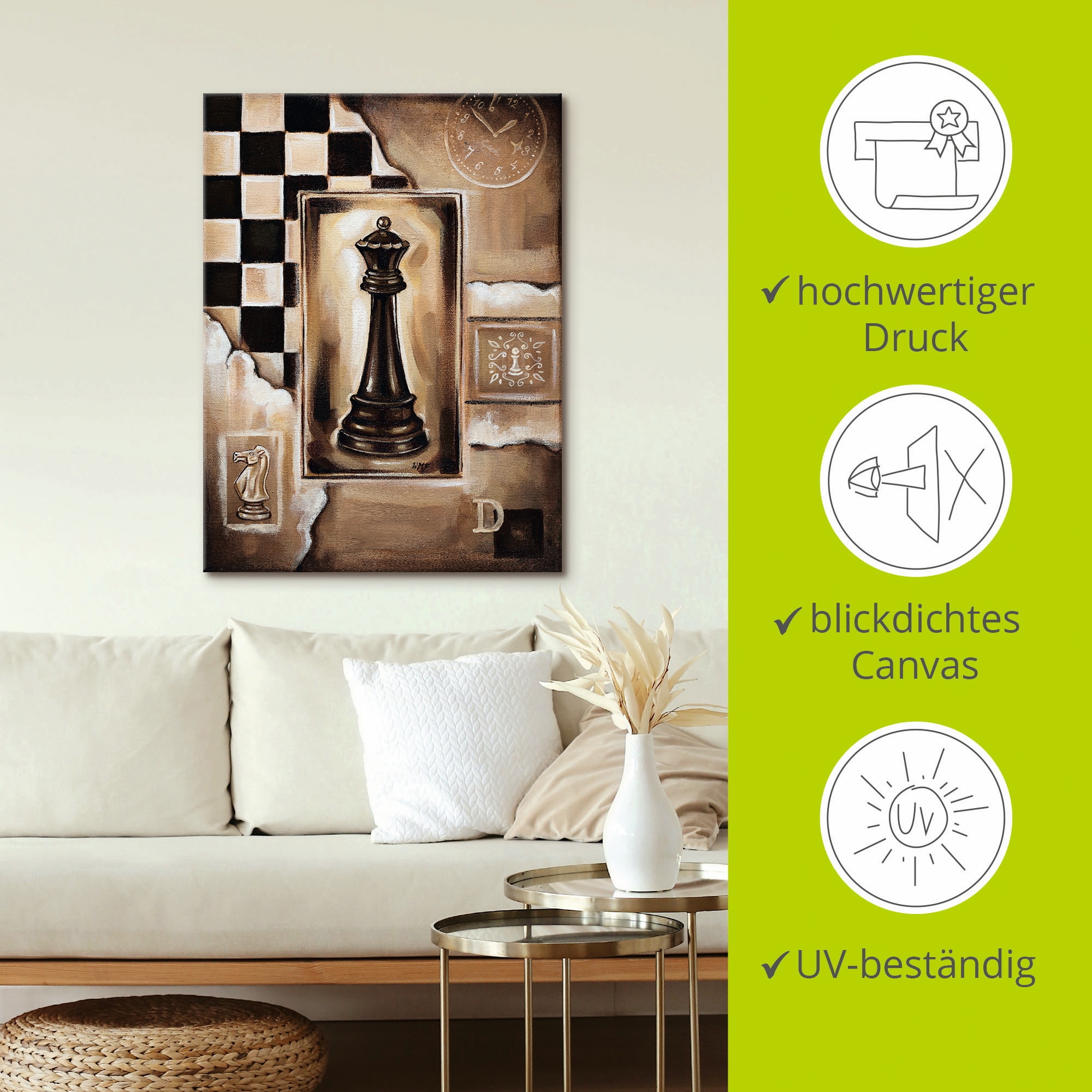 Artland Leinwandbild »Schach Königin« Schach 1 Stk. tlg. auf Holzrahmen gespannt