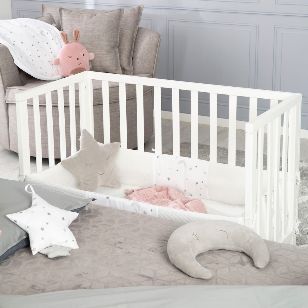 roba® Beistellbett »Safe Asleep® 2in1, weiß, Sternenzauber grau«