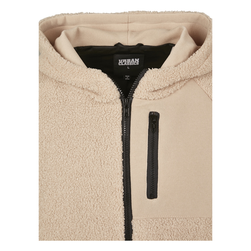 URBAN CLASSICS Allwetterjacke »Urban Classics Herren Hooded Sherpa Zip Jacket«, (1 St.), mit Kapuze