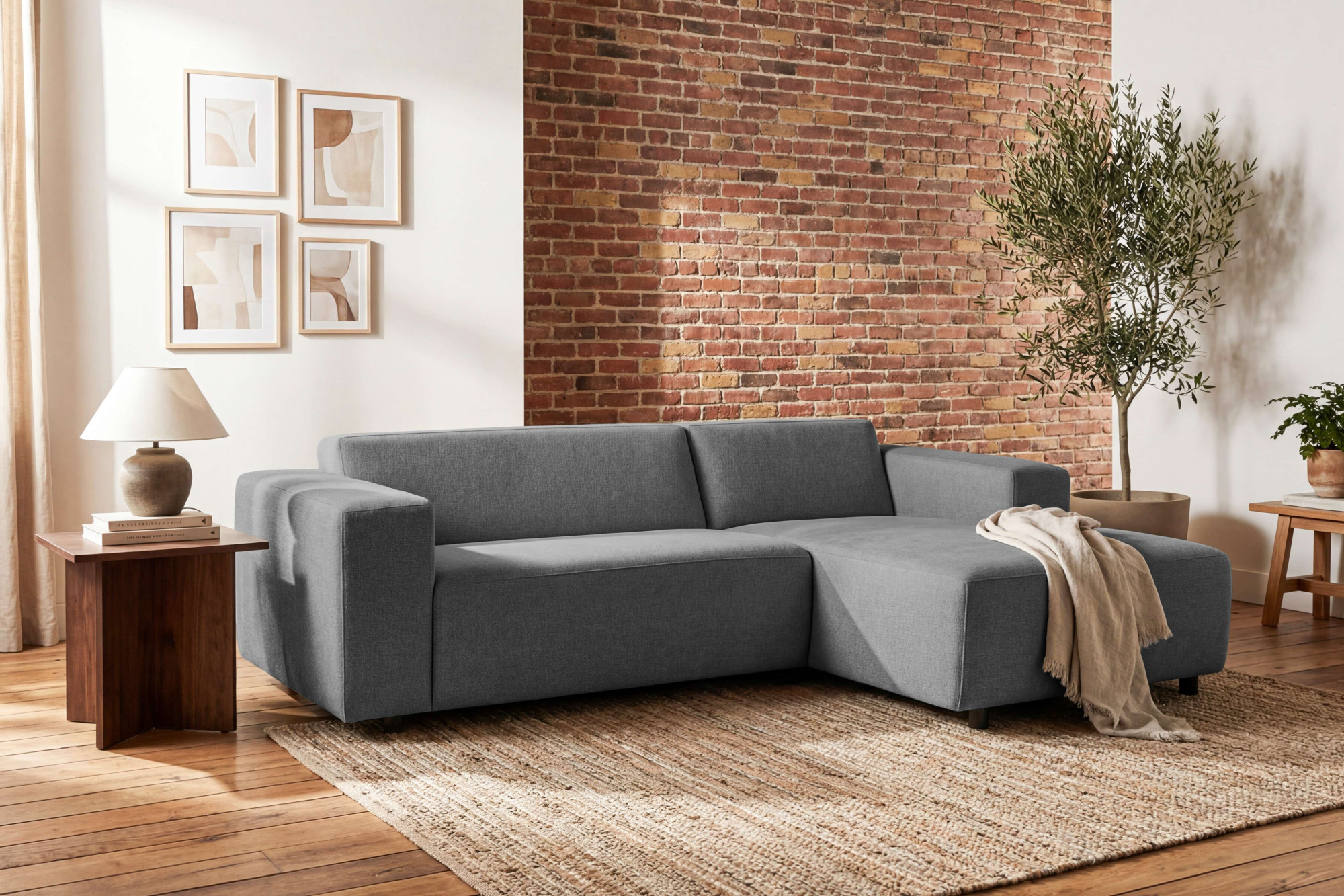 OTTO home Ecksofa "Jellon kompakte Eckcouch" Breite 232 cm, L-Form, Chenille, mit Welleunterfederung
