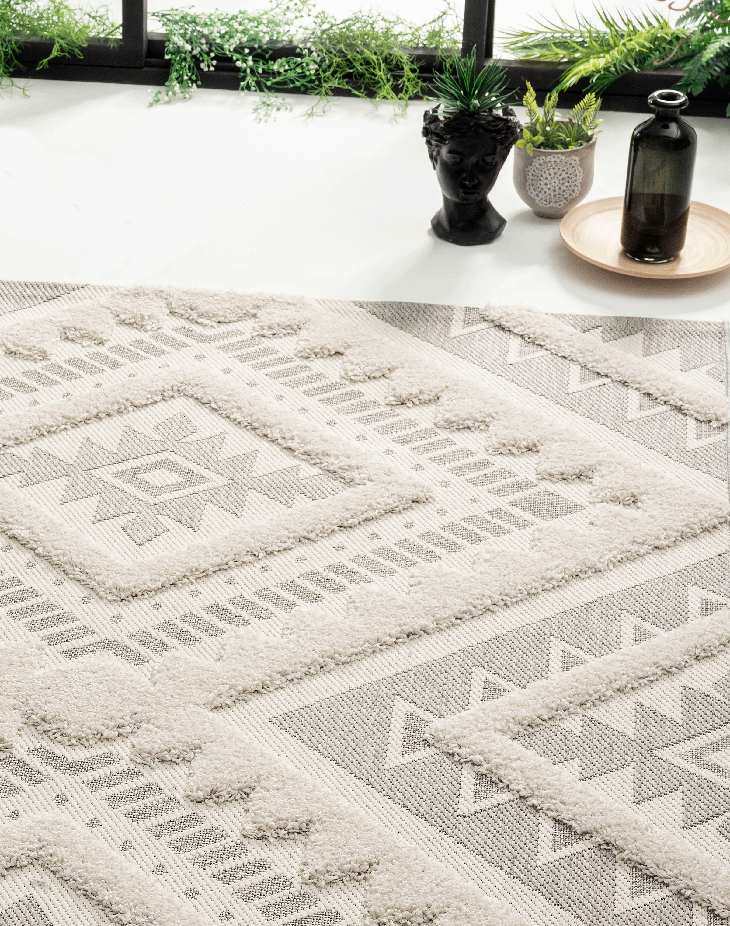 BAUR | Outdoor Teppich In- Scandic, geeignet Hoch »Kayra Tief rechteckig, merinos Struktur, Style, 54062«, Boho