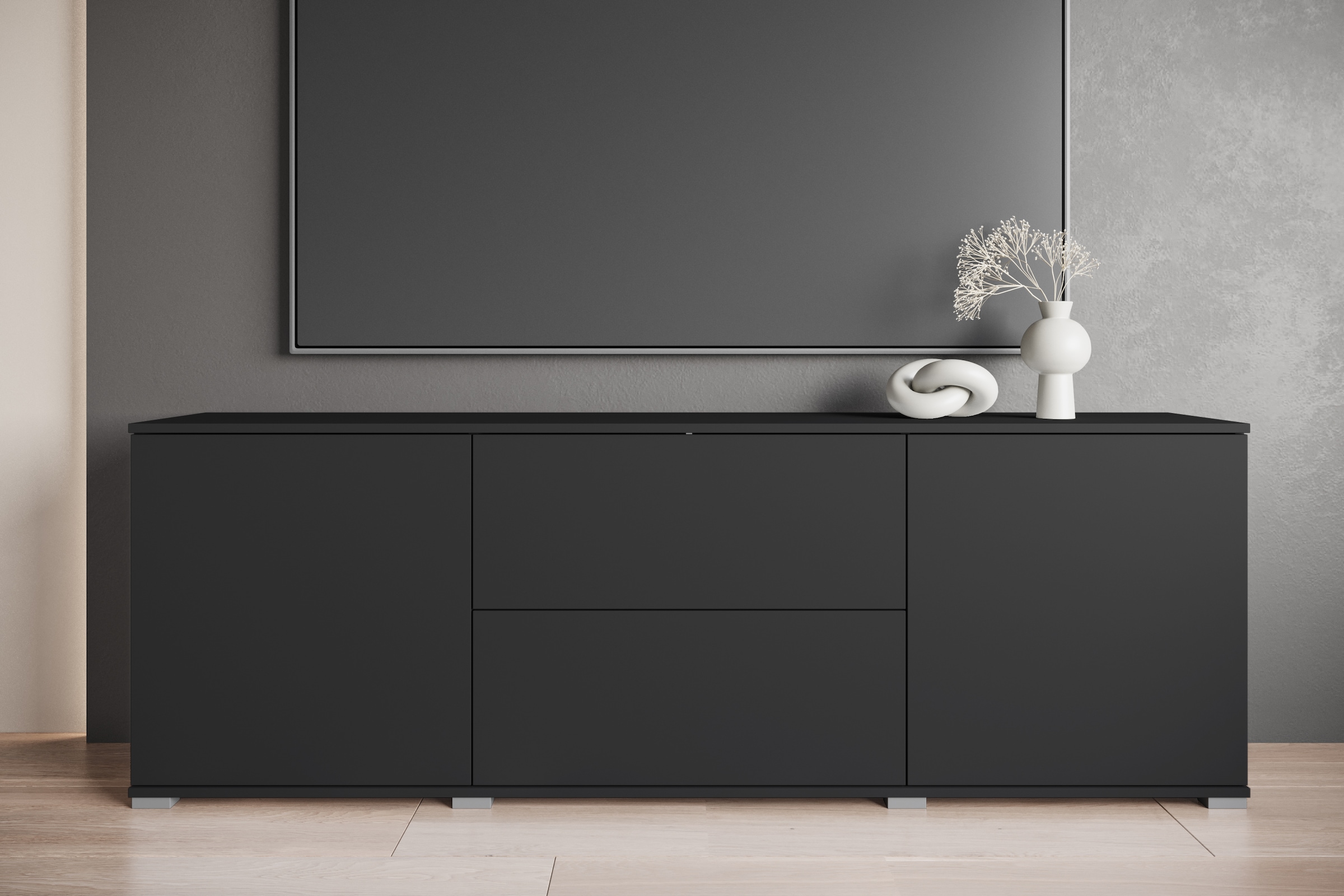 INOSIGN Lowboard "Kenia", (1 St.), Der moderne TV-Schrank, mit 2 Türen und 2 Schubladen, Breite 180 cm