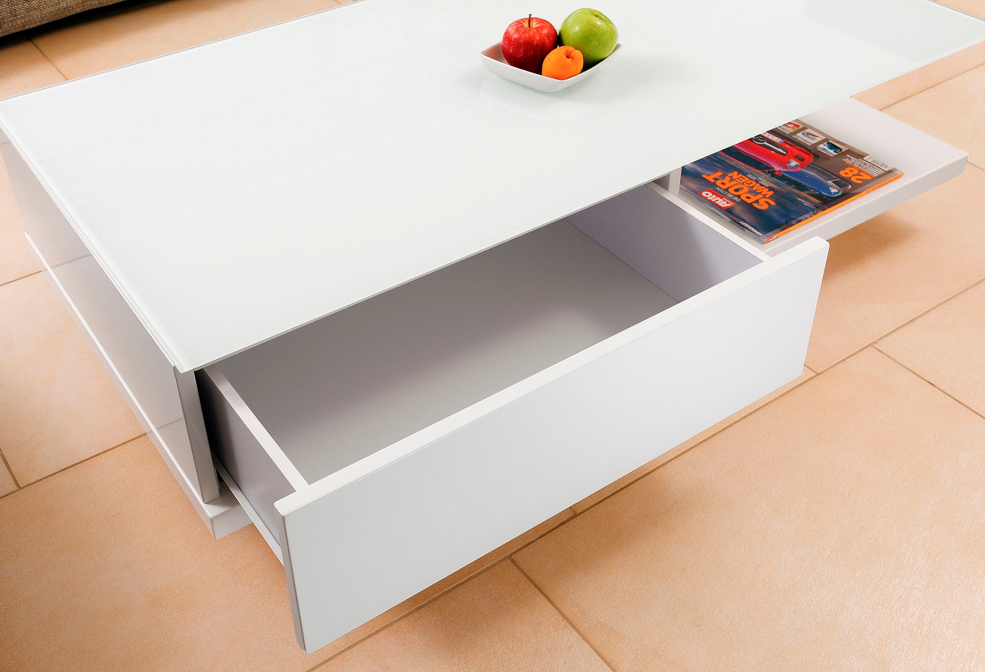 SalesFever Couchtisch, mit Tischplatte aus gehärtetem Kristallglas