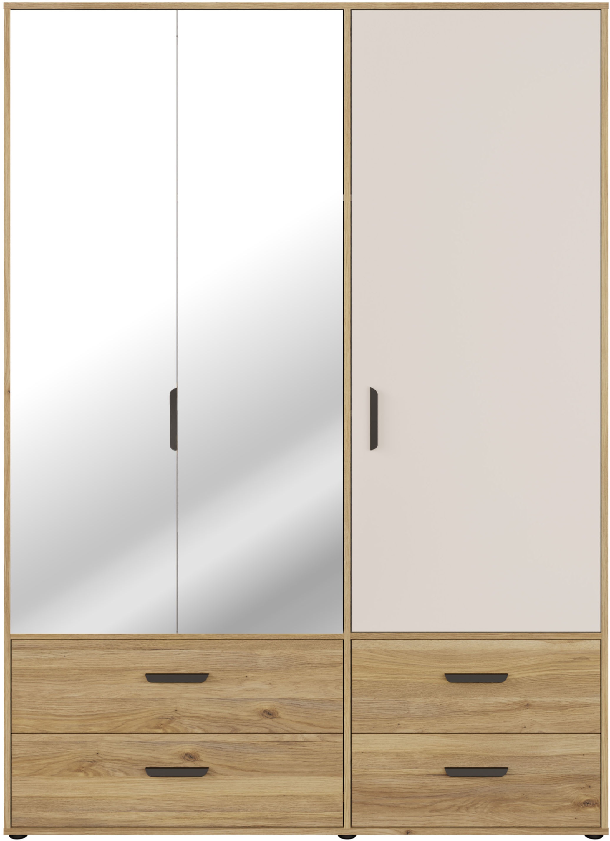 FORTE Drehtürenschrank »Schrank mit Spiegel, zeitloses Design, 3türig« viel Stauraum, Schubladen, Spiegeltürenm Höhe 200 cm