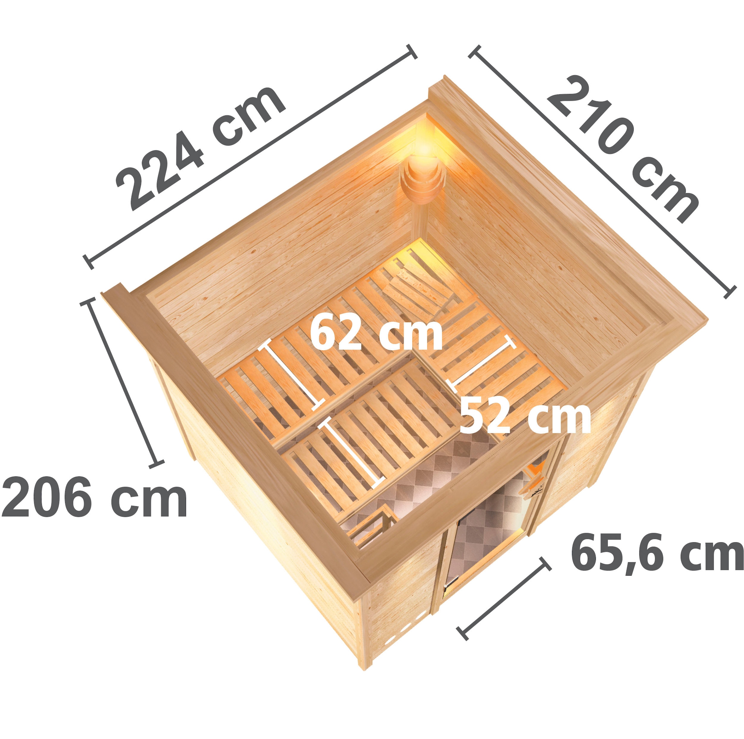 Karibu Sauna »Menja«, 9-kW-Ofen mit externer Steuerung
