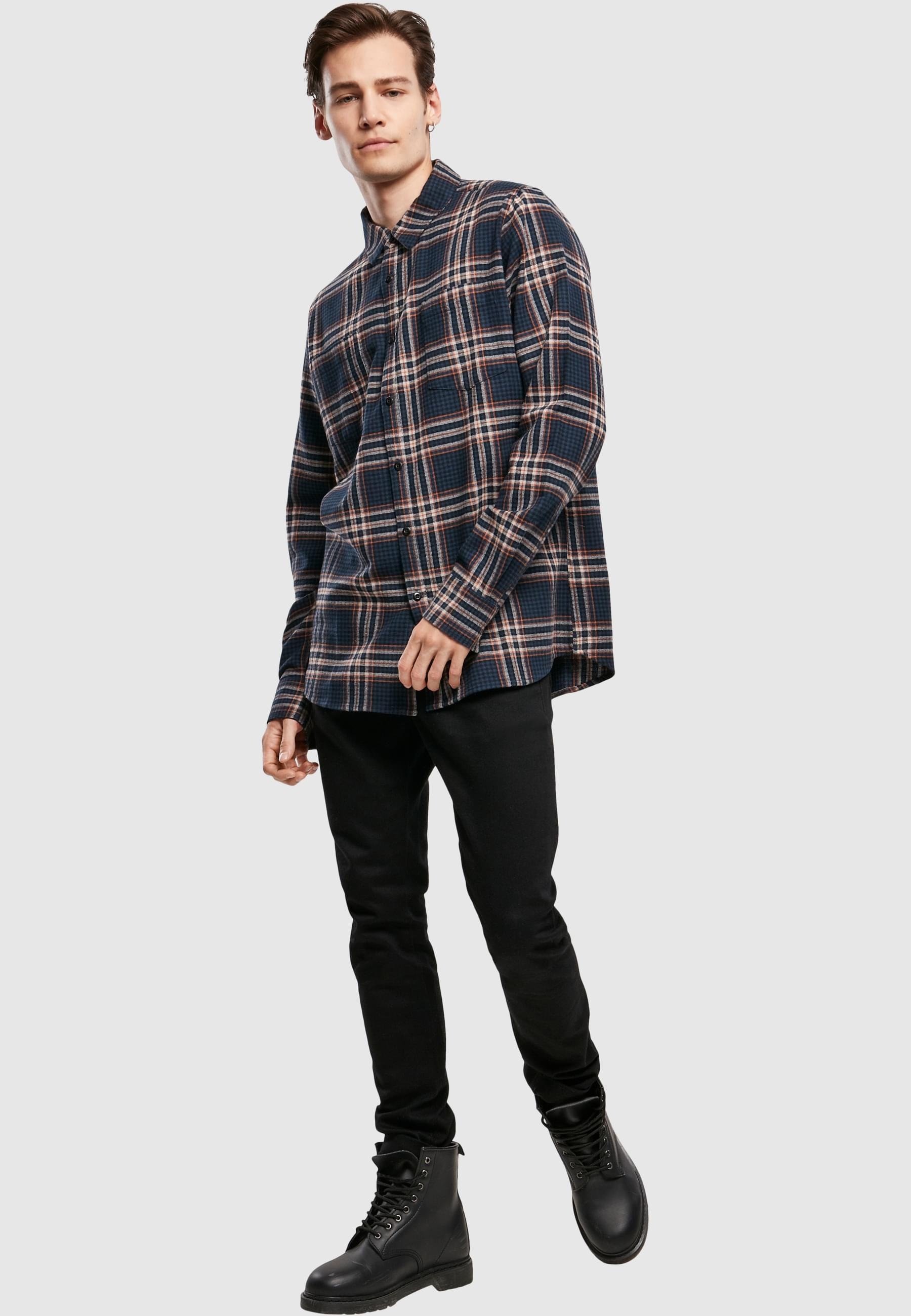 URBAN CLASSICS Langarm-Poloshirt »Urban Classics Herren Checked Campus Shirt« 1 Stk.