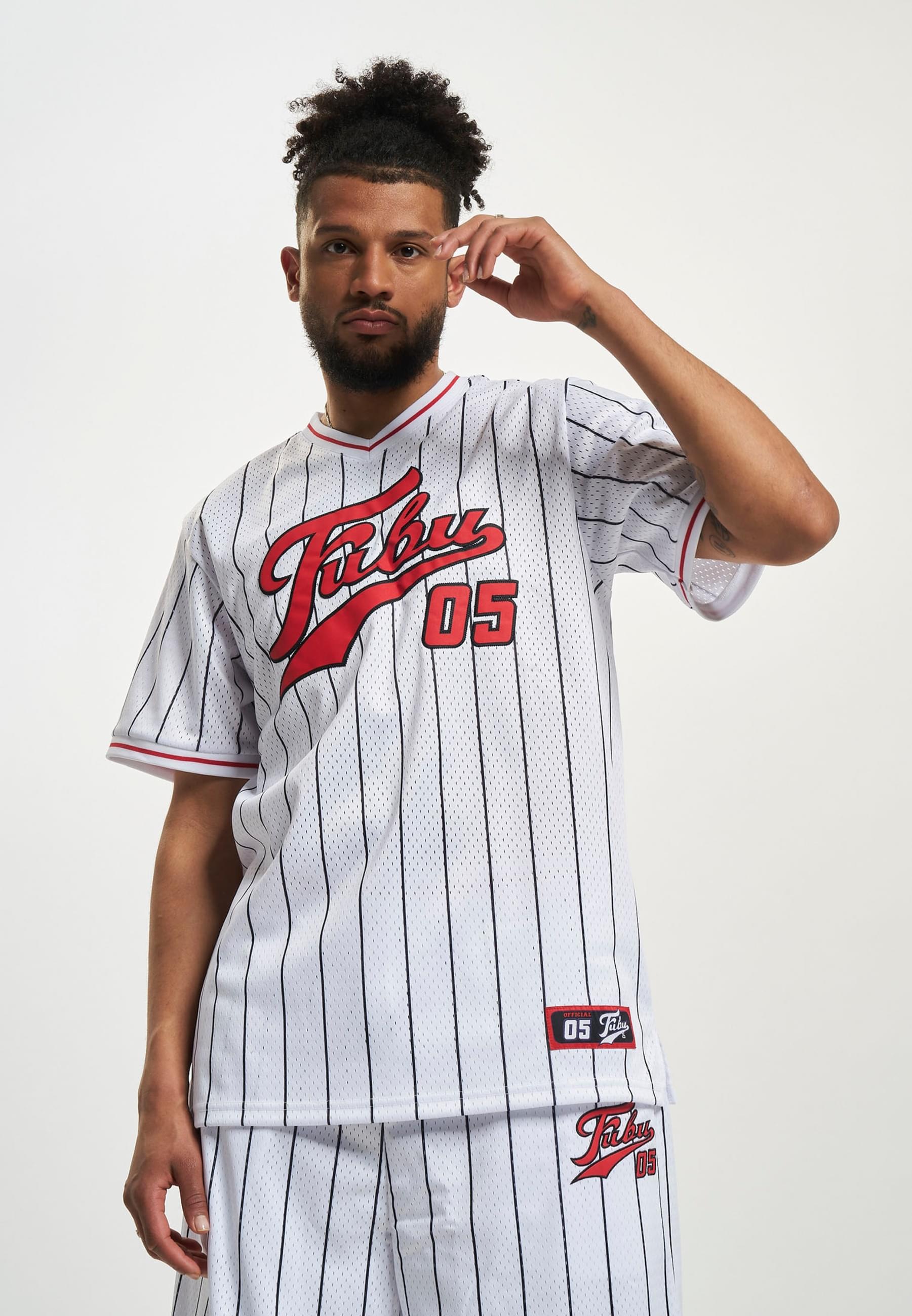 Fubu Langarmshirt »Fubu Herren FM231-005-1 FUBU Varsity Pinstriped Mesh Tee« 1 Stk. tlg.