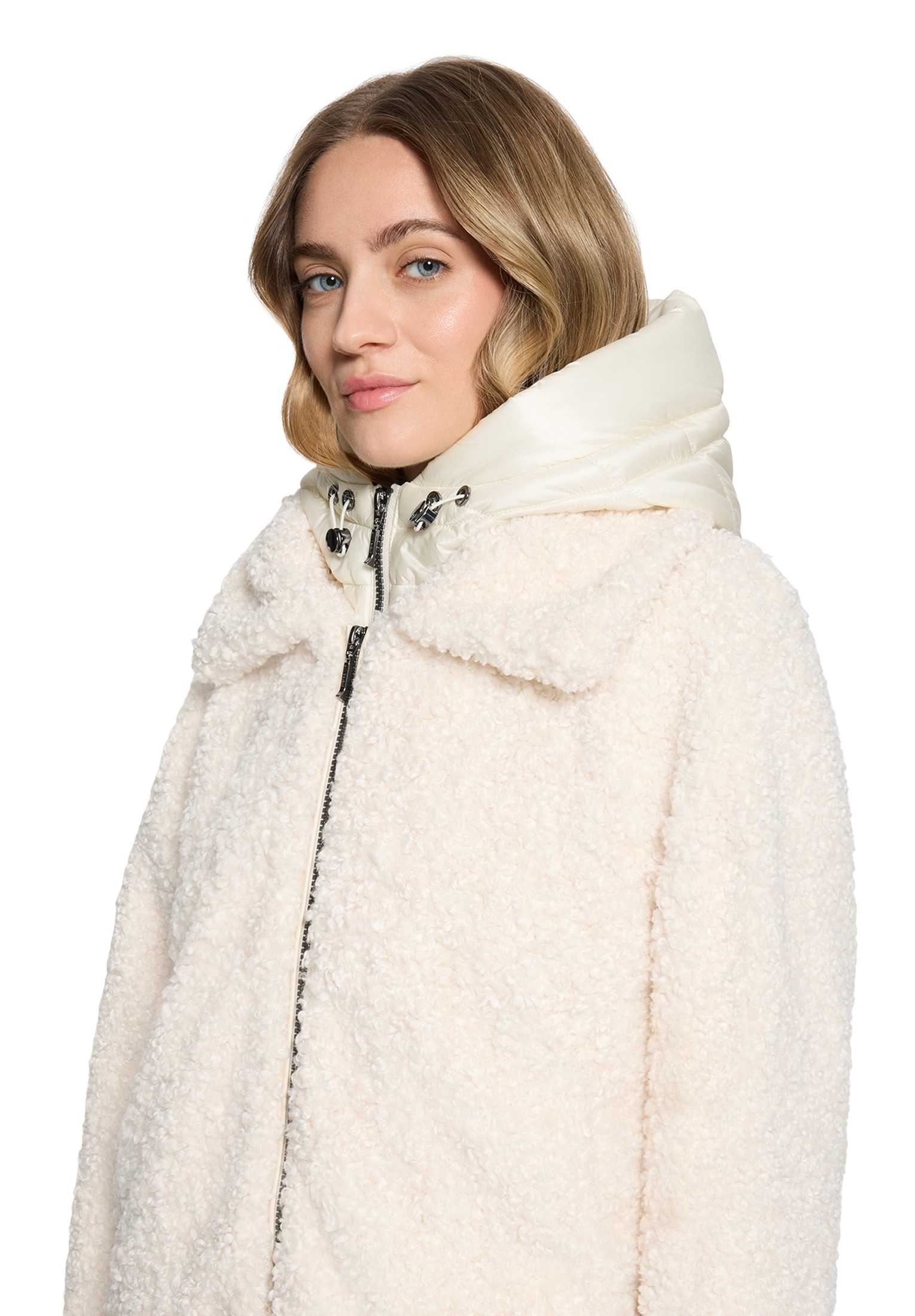 Amber & June Plüschjacke »Damen mit abnehmbarem Westenteil« mit Kapuze