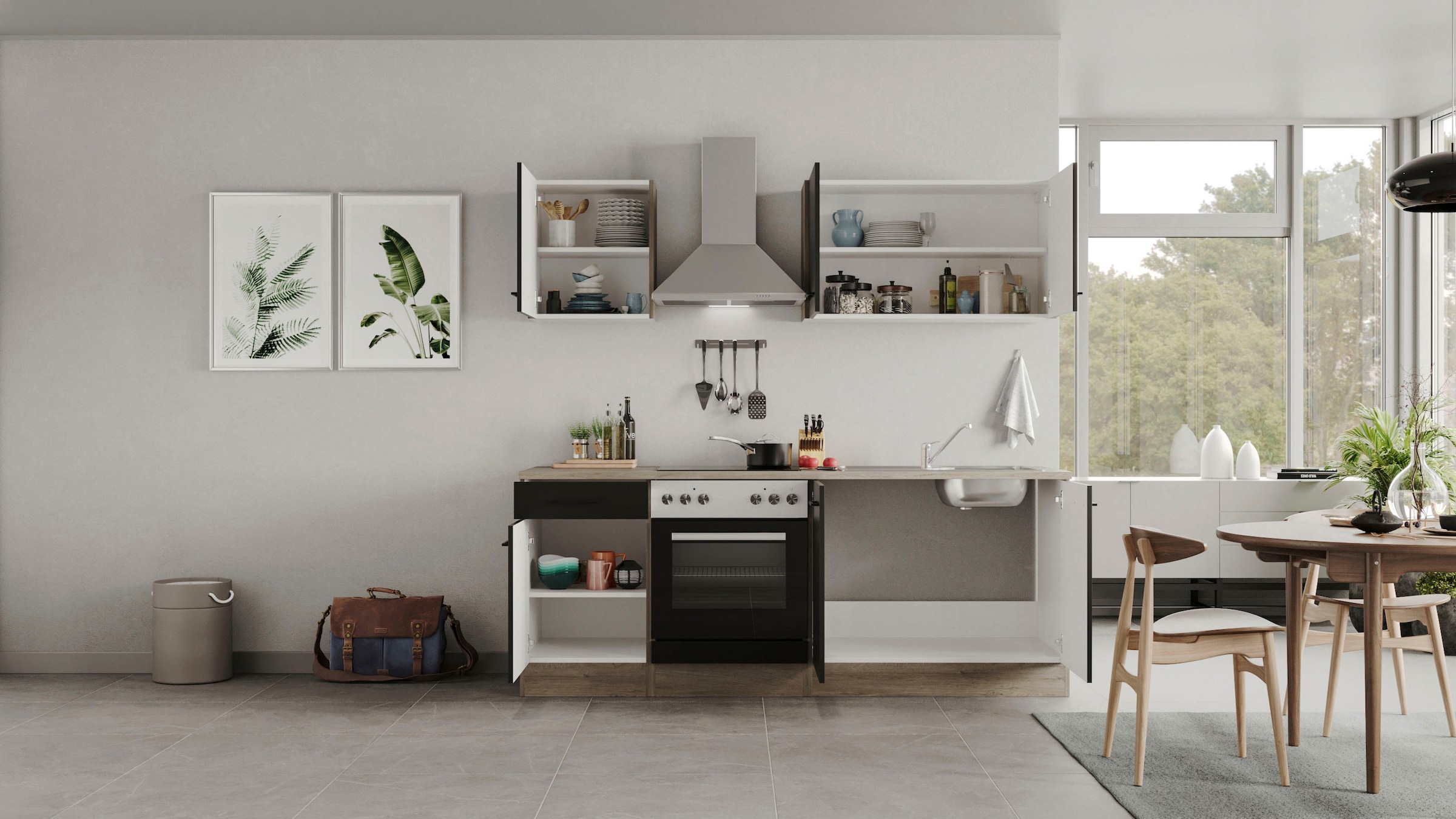 Flex-Well Küchenzeile »Capri«, mit und ohne E-Geräten erhältlich, Gesamtbreite 210 cm