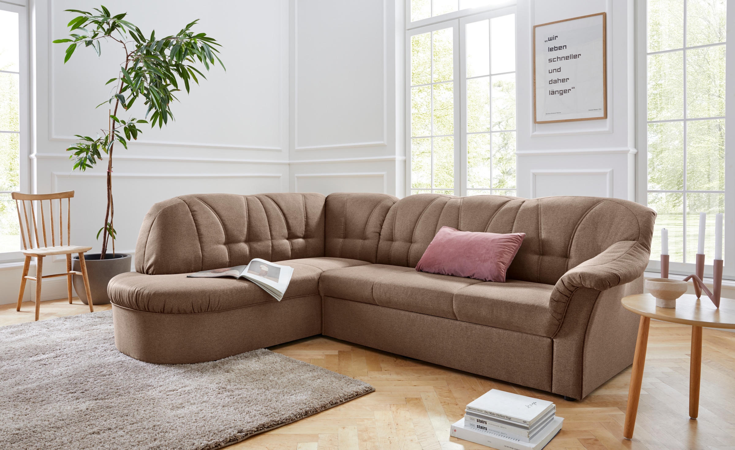 DOMO collection Ecksofa "Pegnitz, elegante Rückensteppung, zeitlose Formens günstig online kaufen