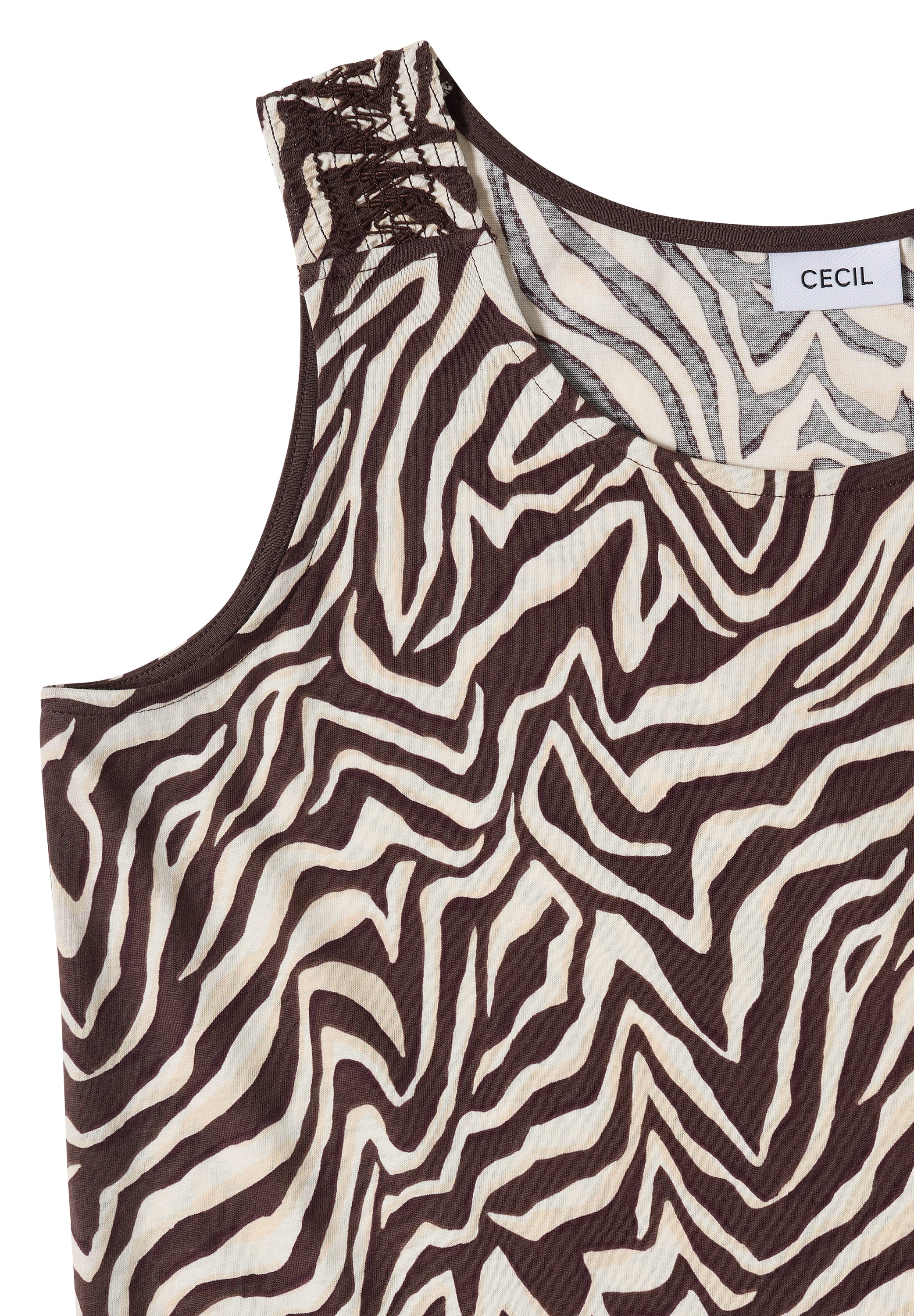 Cecil Shirttop Sommertop, Baumwolle, mit Smokdetail