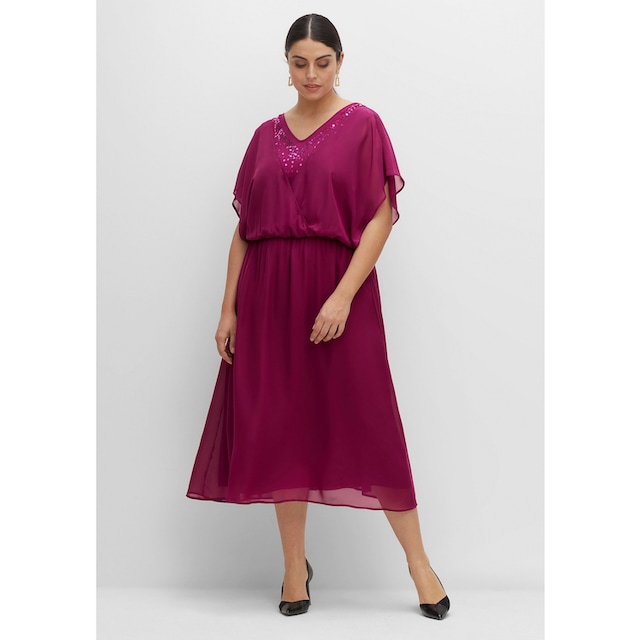 »Große online aus Unterkleid Größen«, BAUR Sheego Georgette, | mit bestellen blickdichtem Abendkleid