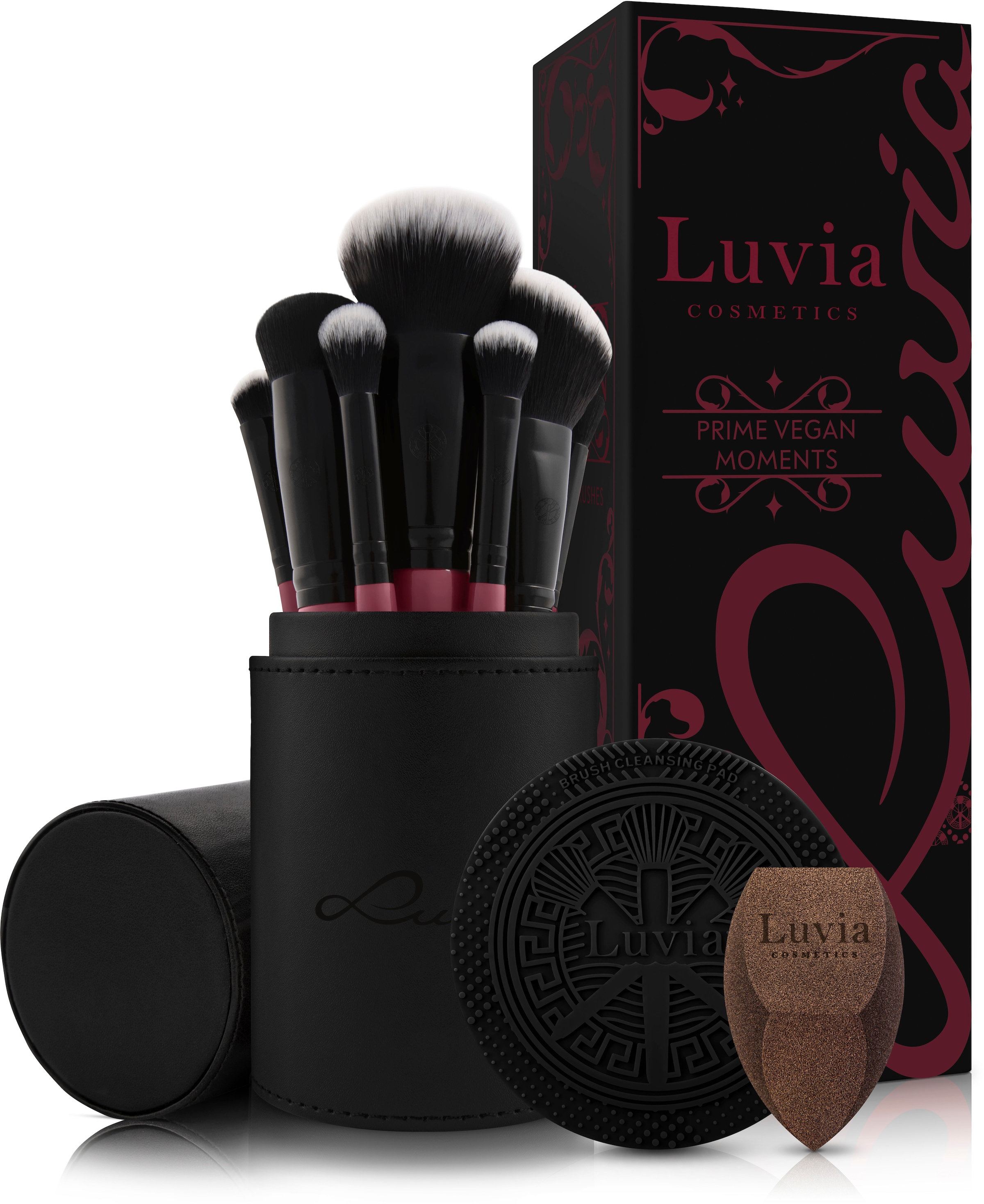 Luvia Cosmetics Kosmetikpinsel-Set »Prime Vegan tlg., für Gesicht Reinigungspad mit Pinselhalter) (10 | bestellen Moments«, und BAUR Schwamm, Augen & Pinsel