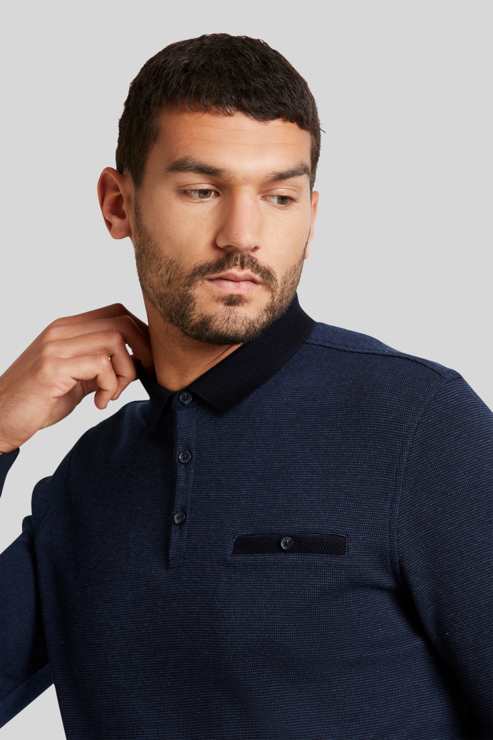 bugatti ▷ für BAUR 2-tone-Optik in | Langarm-Poloshirt,