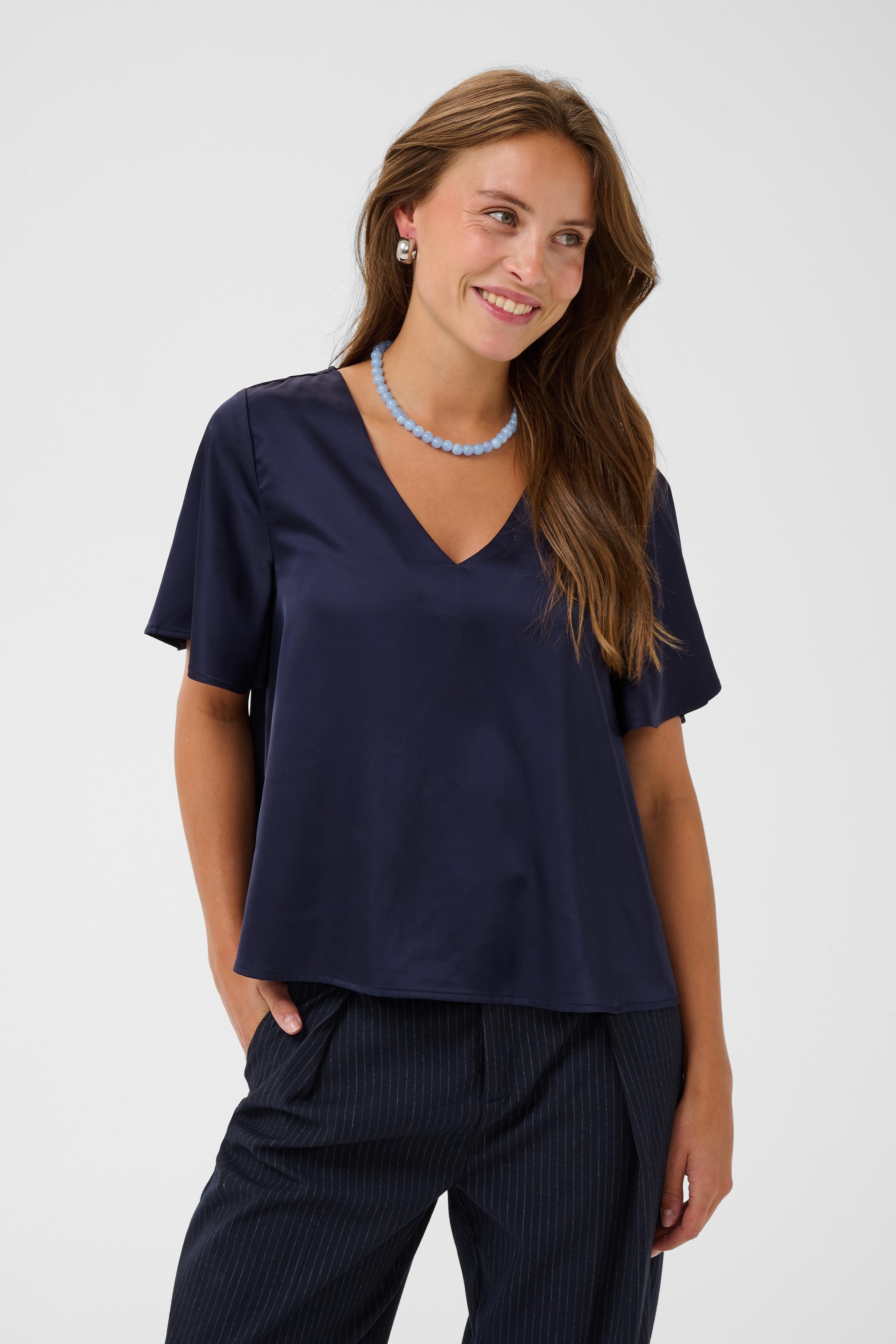 Saint Tropez Kurzarmbluse "LodisaSZ SS Blouse" Materialmix, Regular fit