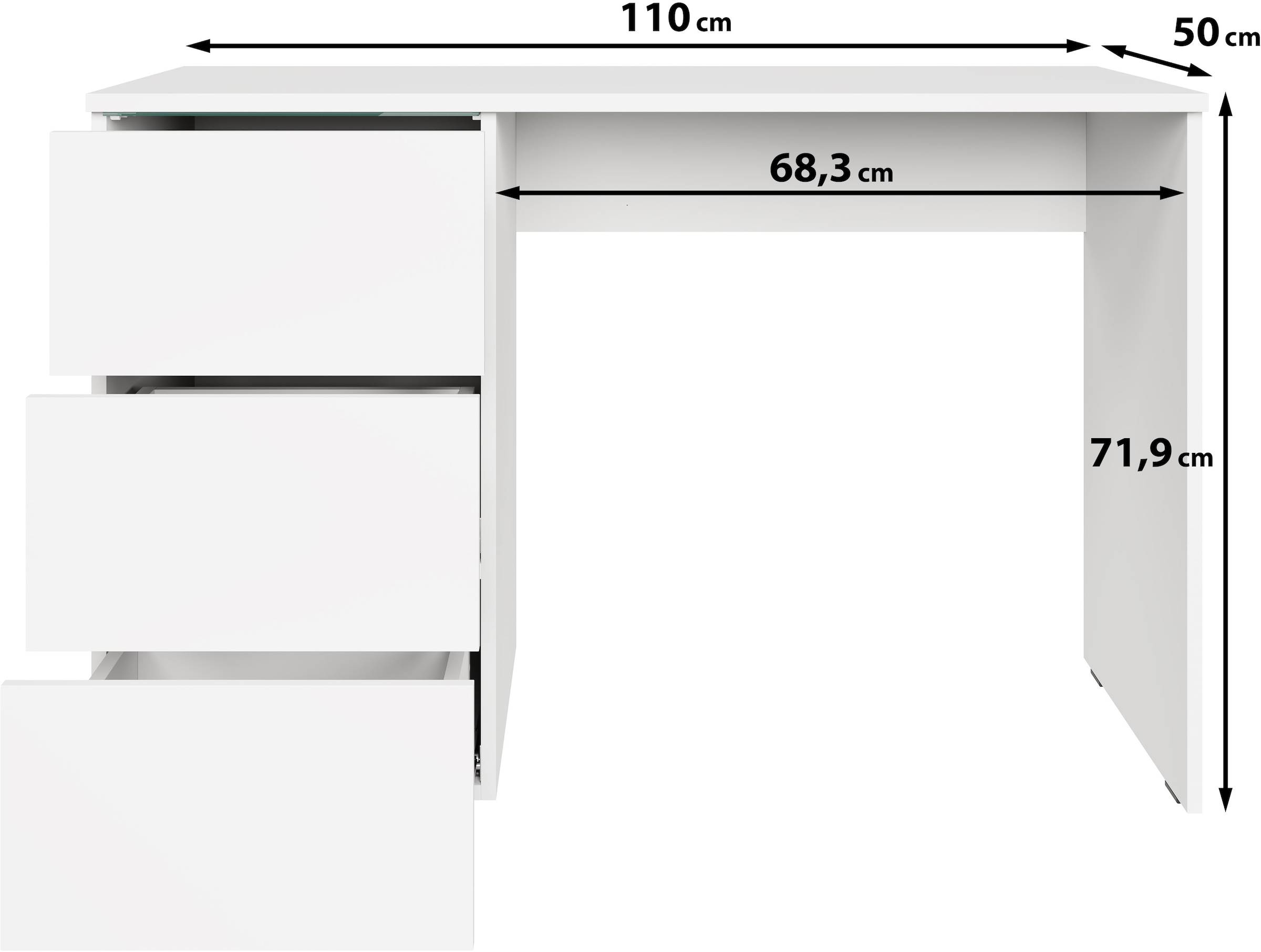 INOSIGN Schreibtisch »Vera, Computertisch mit LED-Beleuchtung« 1 Stk. tlg. Moderner Schreibtisch, Push-to-Open, 3 Schubladen, B 110 oder 150 cm