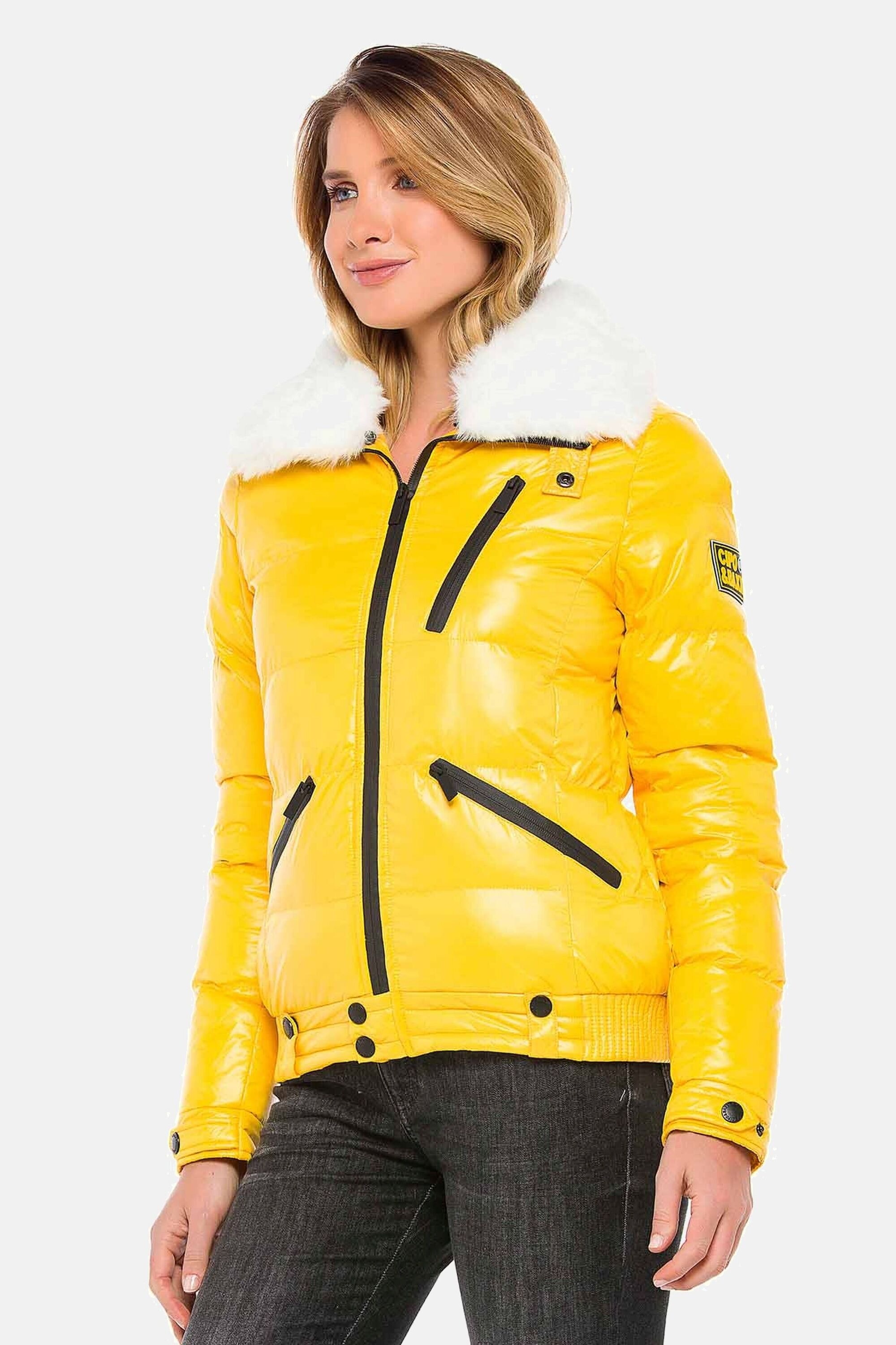 Cipo & Baxx Winterjacke »Winterjacke mit Kunstfellkragen«, ohne Kapuze, mit Kunstfellkragen, WM108