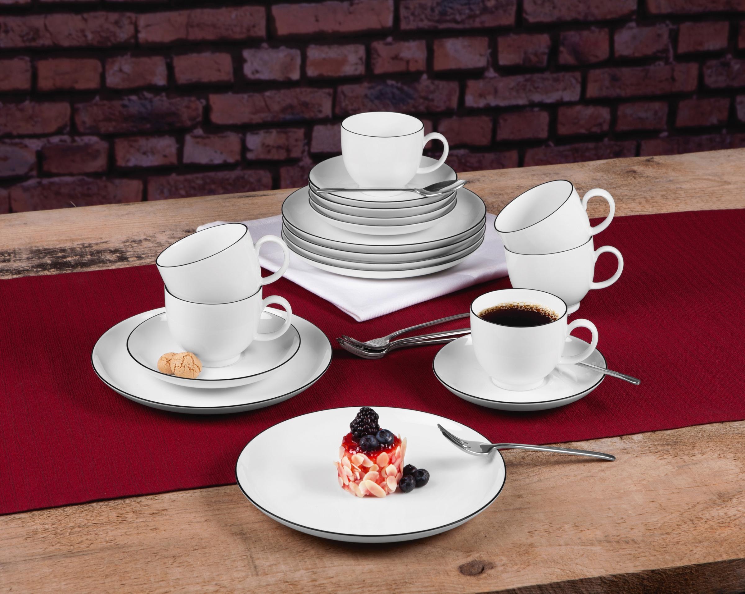 Seltmann Weiden Kaffeeservice »Geschirr-Set (Set, für BAUR | in 18 18 Made Line«, Teile, 6 Germany, Black tlg.), Lido Personen