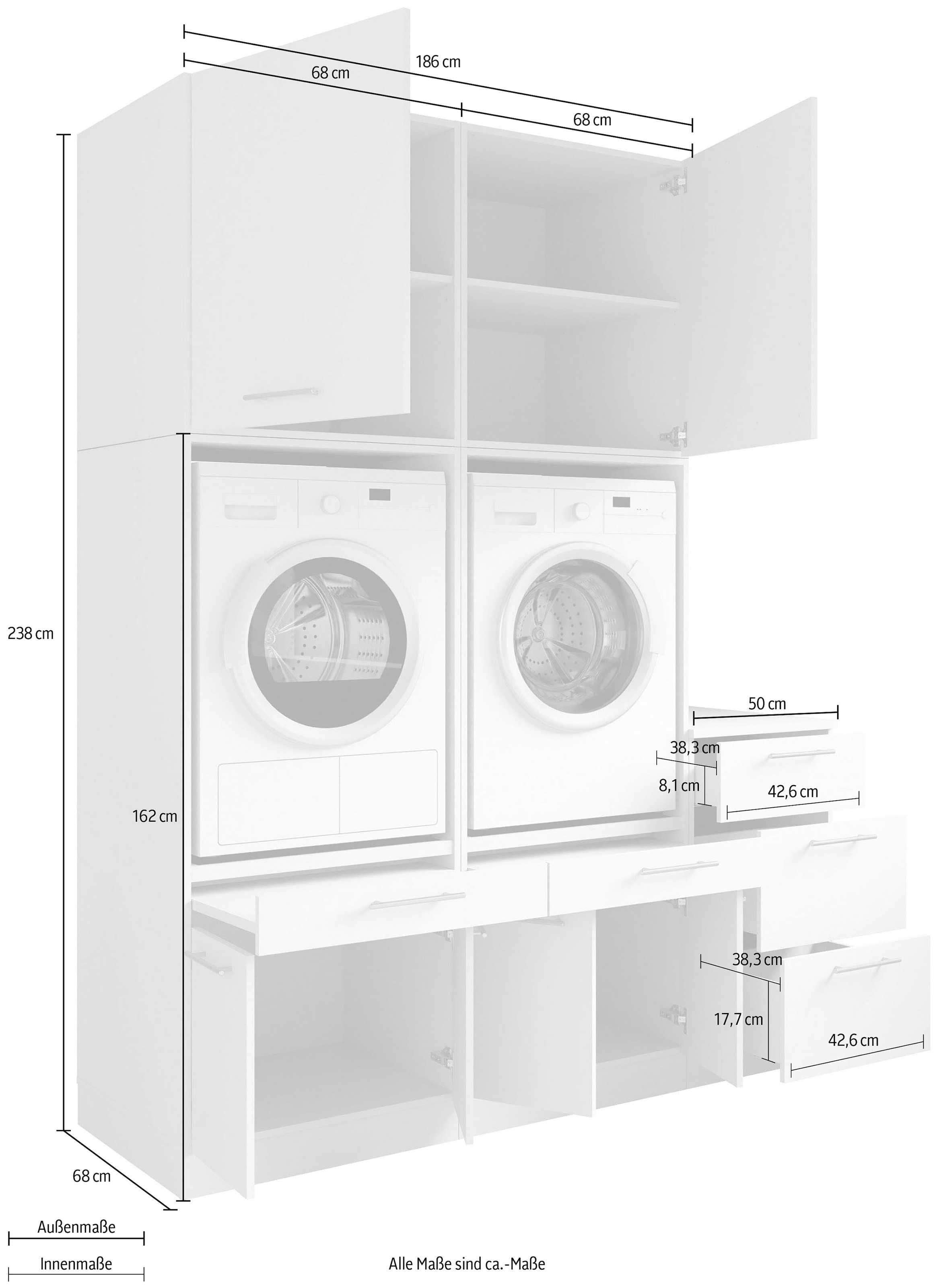 Laundreezy Mehrzweckschrank-Set »Laundreezy, 5-tlg. Mehrzweckschrank-Set B/H/T 186/238/68 cm« 5 Stk. tlg.