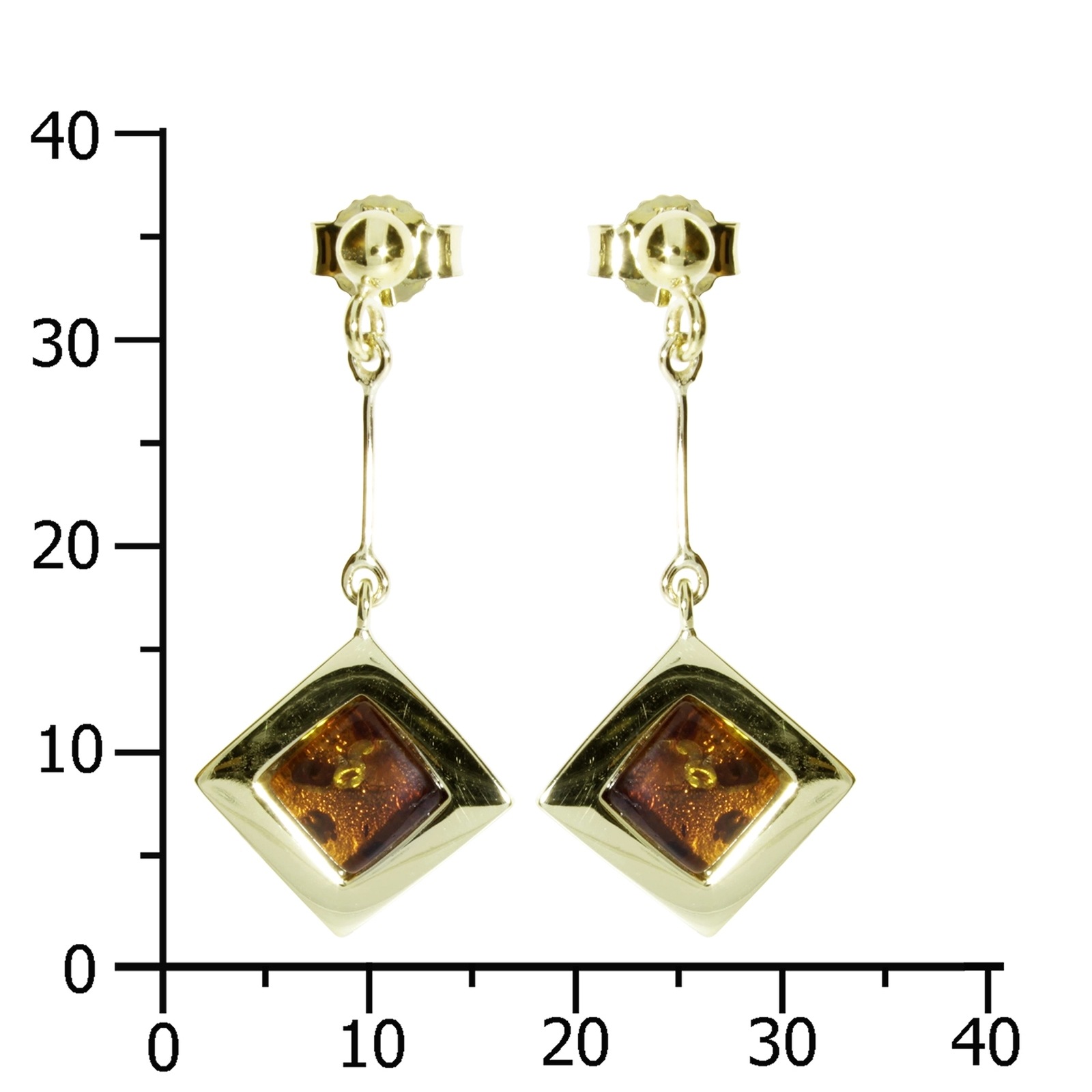 Paar Ohrhänger OSTSEE-SCHMUCK "Ostsee-Schmuck Ohrhänger Vica Ohrhänger Vica", gelb, Ohrringe, Damen, 34 x 14, Gelbgold 333 5