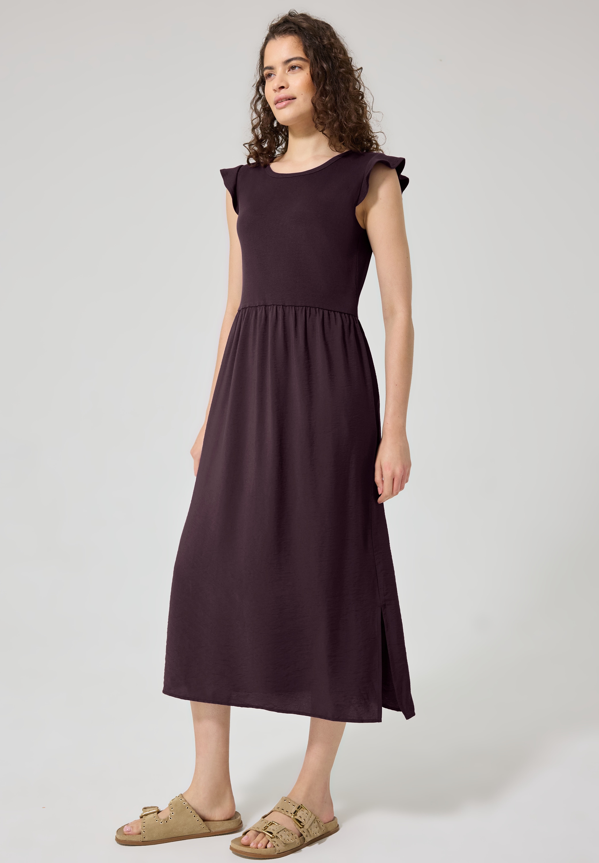 STREET ONE STUDIO Maxikleid Ohne Taschen mit Rundhalsausschnitt