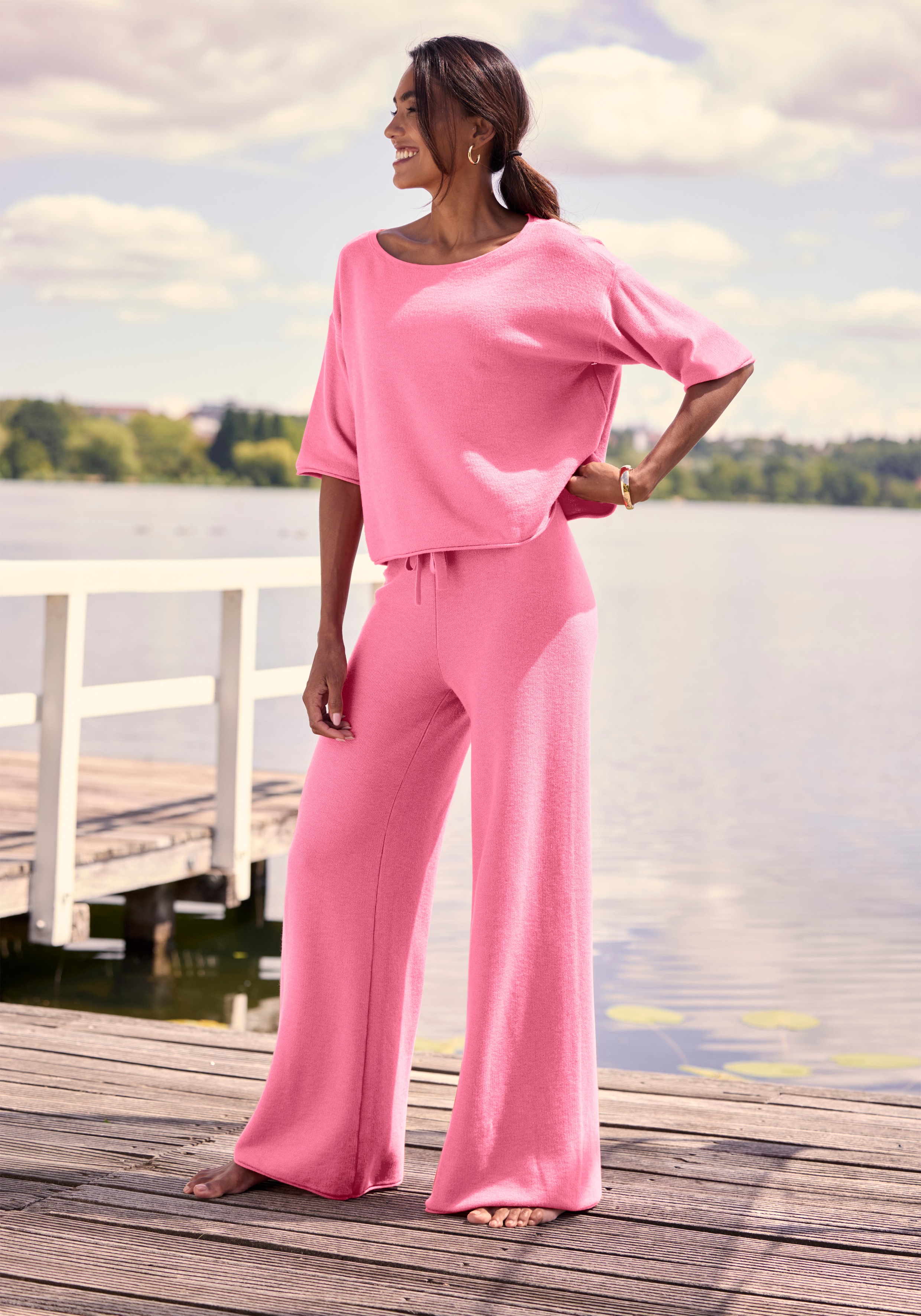 Elbsand 3/4-Arm-Shirt mit U-Boot Ausschnitt, Loungewear