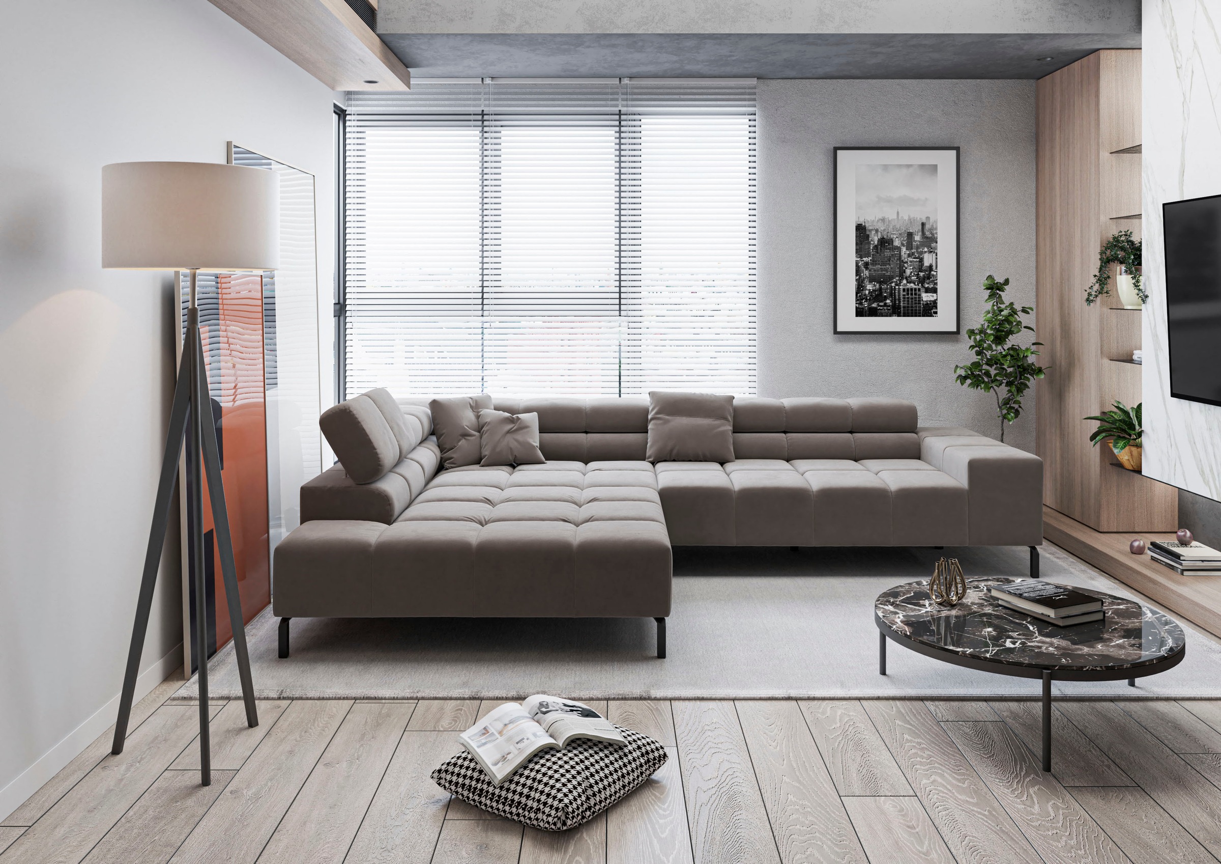 Home affaire Ecksofa "Ancona New, wahlweise motorische Sitztiefenverstellun günstig online kaufen