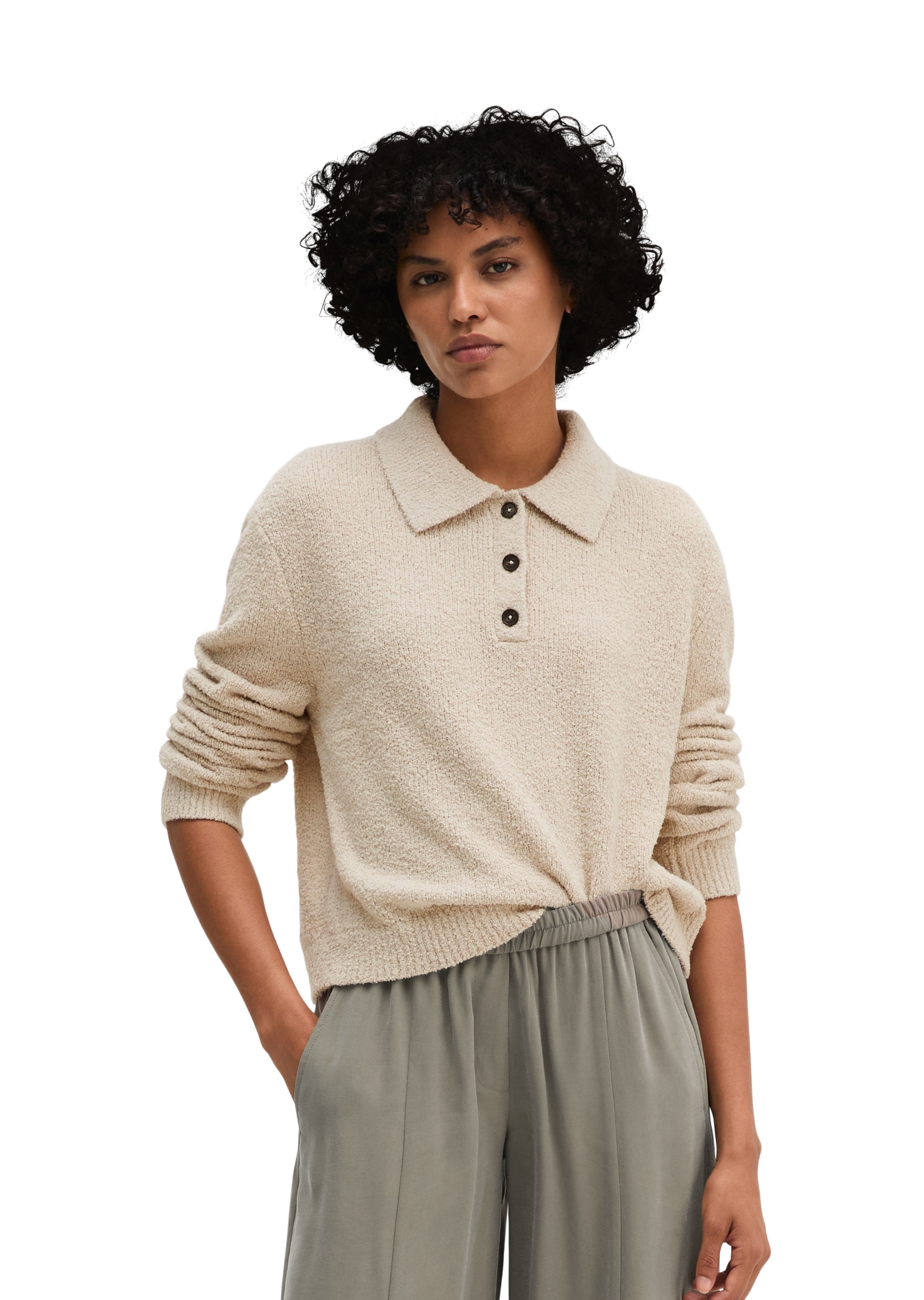 Marc O'Polo Langarm-Poloshirt »aus Bouclé-Garn«