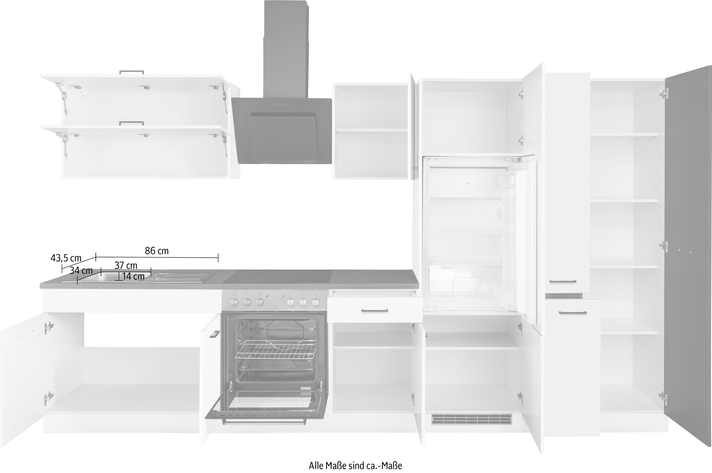 KOCHSTATION Küchenzeile »KS-Trier«, ohne E-Geräte, Breite 350 cm