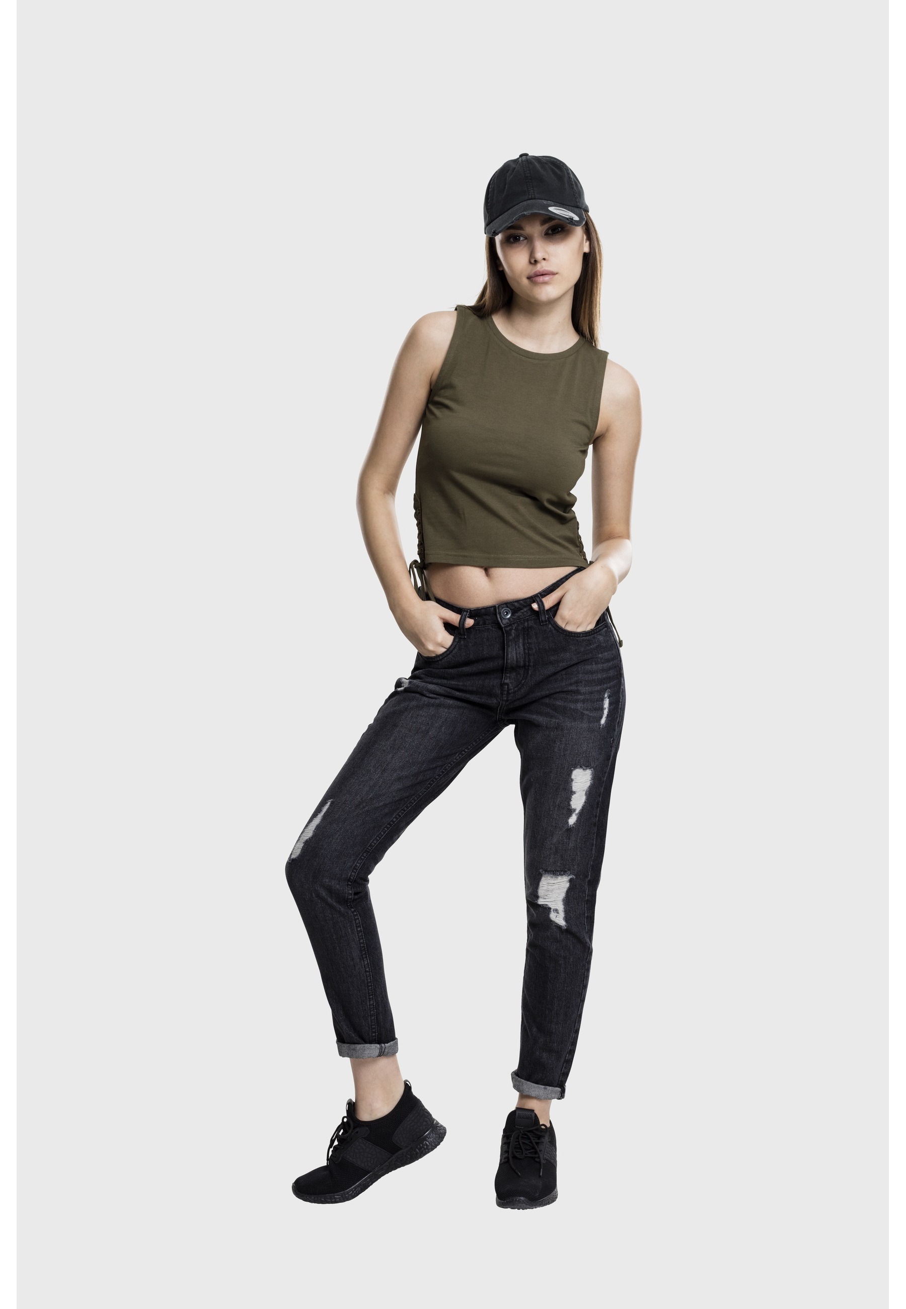 URBAN CLASSICS Tanktop »Urban Classics Damen Ladies Lace Up Cropped Top« 1 Stk.