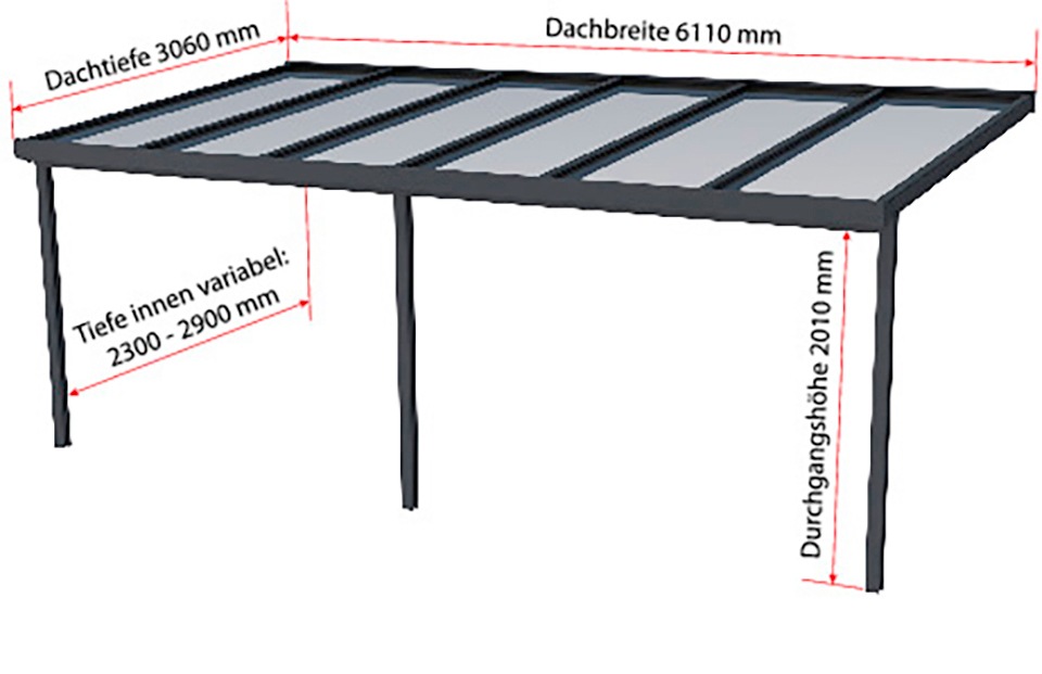 GUTTA Terrassendach »Premium«, BxT: 611x306 cm, Dach Polycarbonat Opal
