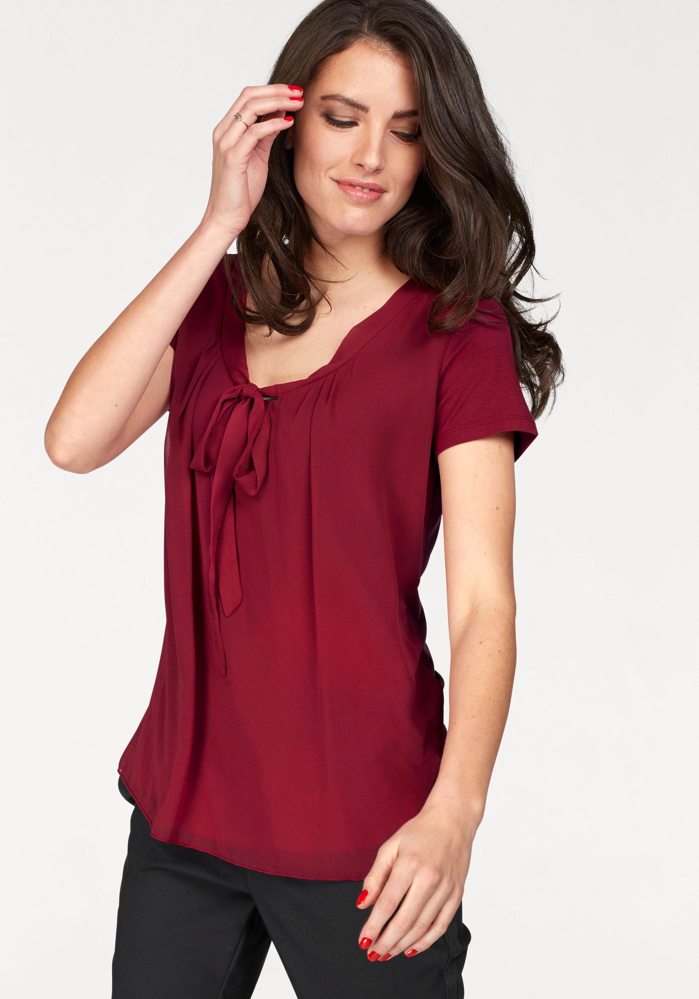 Aniston SELECTED Shirtbluse mit schmaler Schluppe online kaufen | BAUR