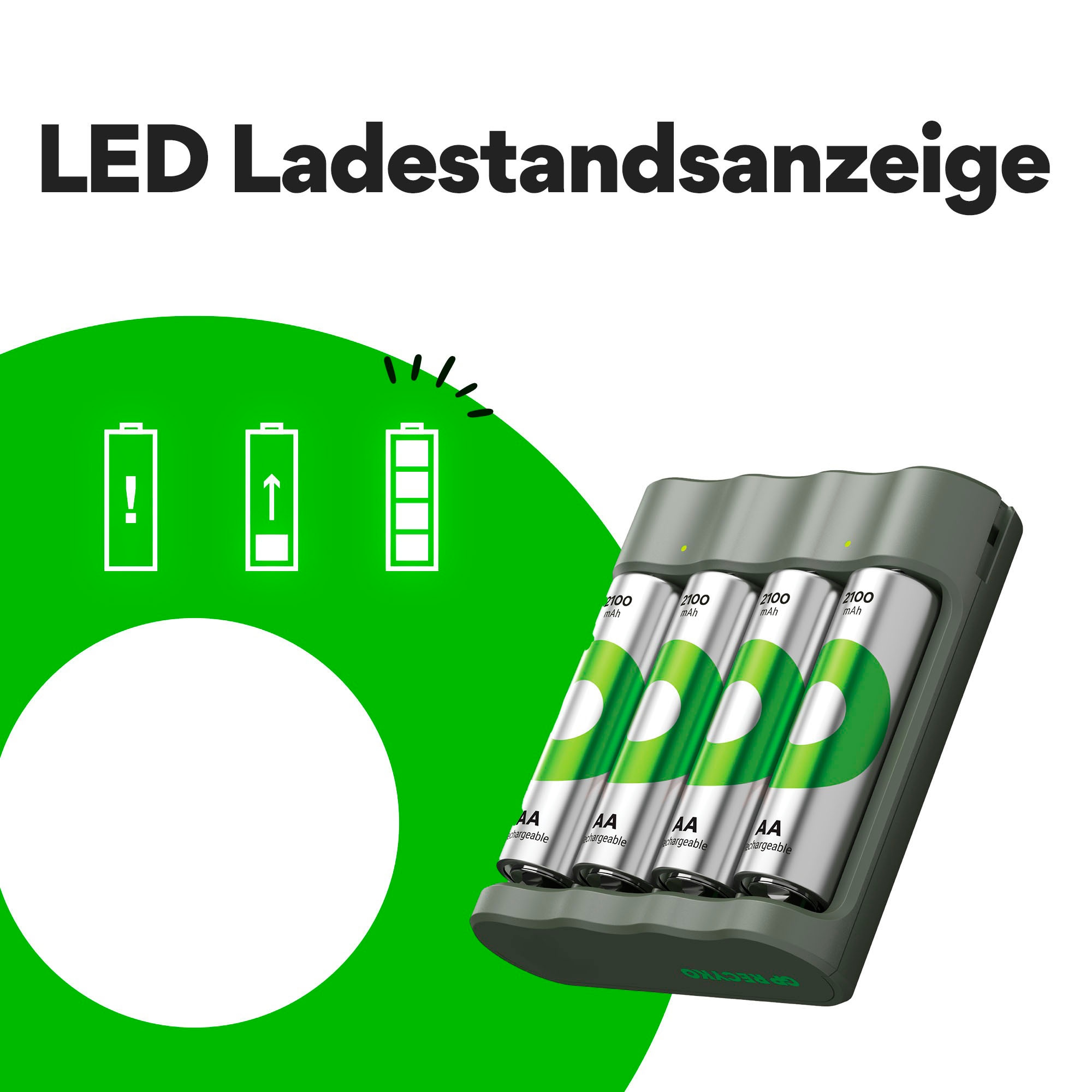 GP Batteries Batterie-Ladegerät »Free Charger B441U + 4x 2100mAh AA«
