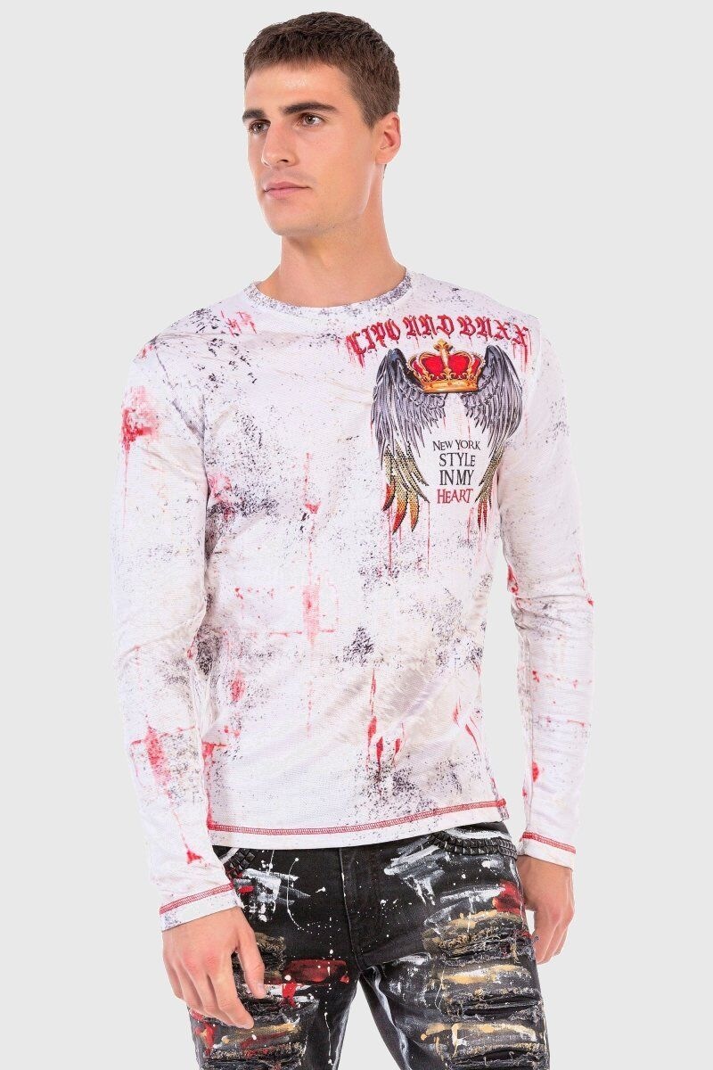 Cipo & Baxx T-Shirt »Sweatshirts«, mit coolem Allover-Muster