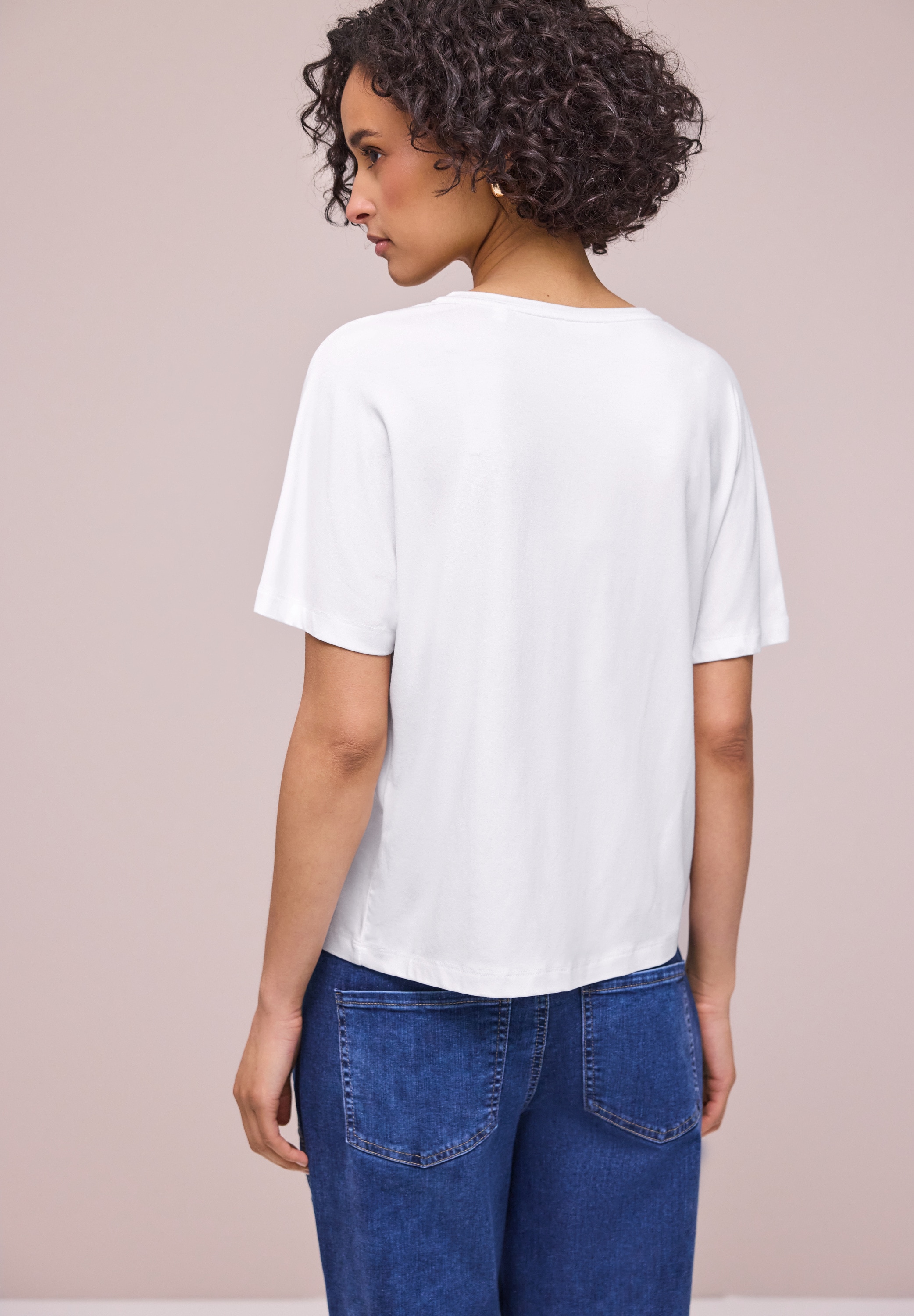 STREET ONE Kurzarmshirt Sommershirt in Unifarbe