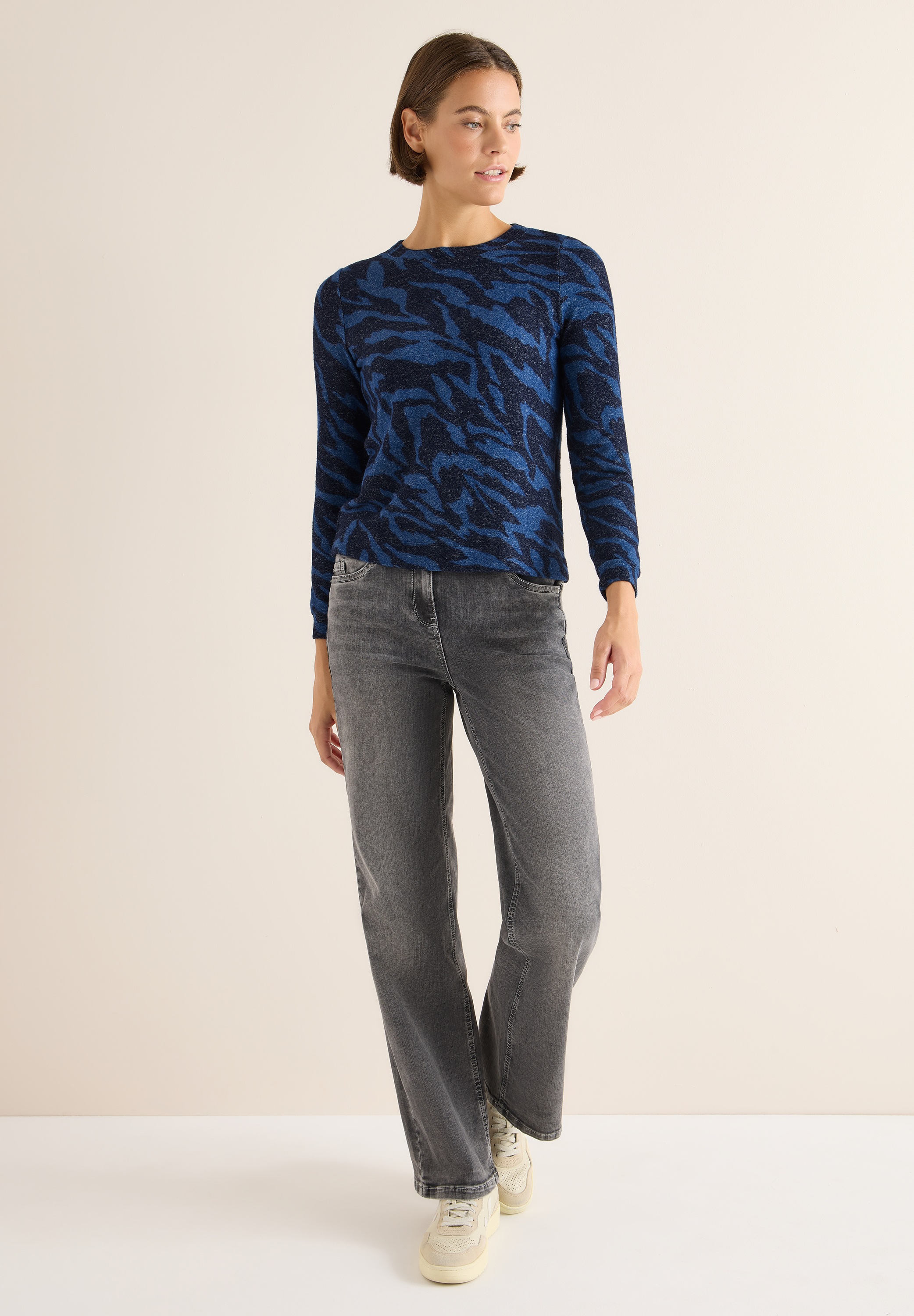 Cecil Langarmshirt, im Melange Look