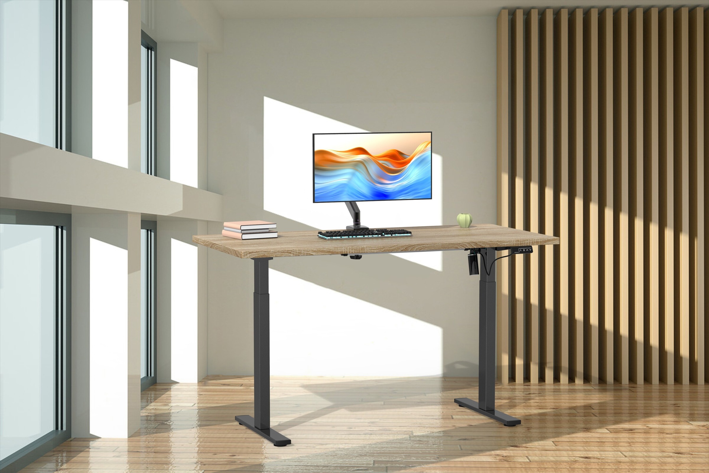 Schreibtisch VCM "Schreibtisch höhenverstellbar Lona 140x50", braun (schwarz, sonoma, eiche), B:140cm T:50cm, Tische, Schreibtisch 2