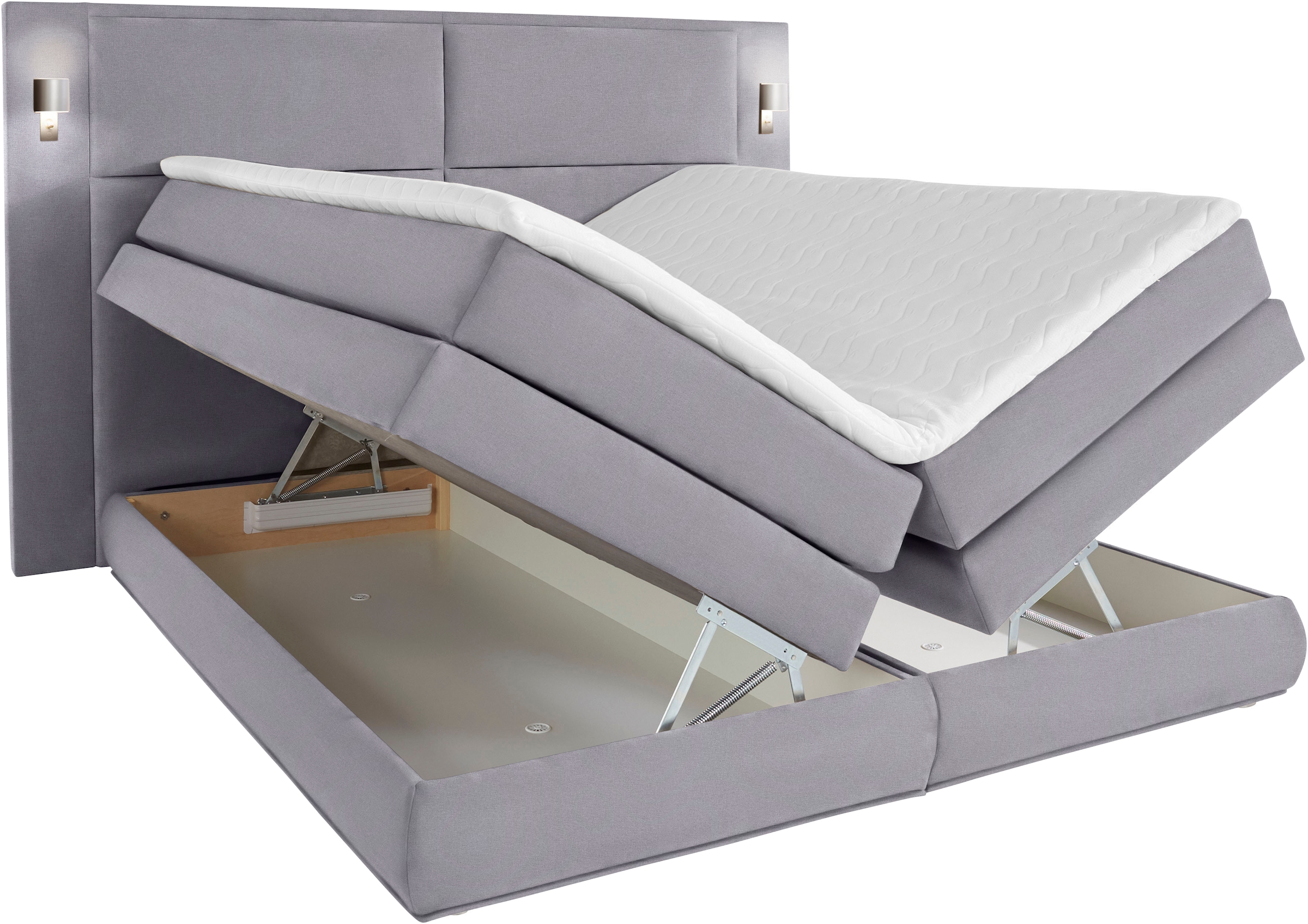 COLLECTION AB Boxspringbett »Copenhagen« inklusive Bettkasten, Topper, wahlweise mit LED-Beleuchtung