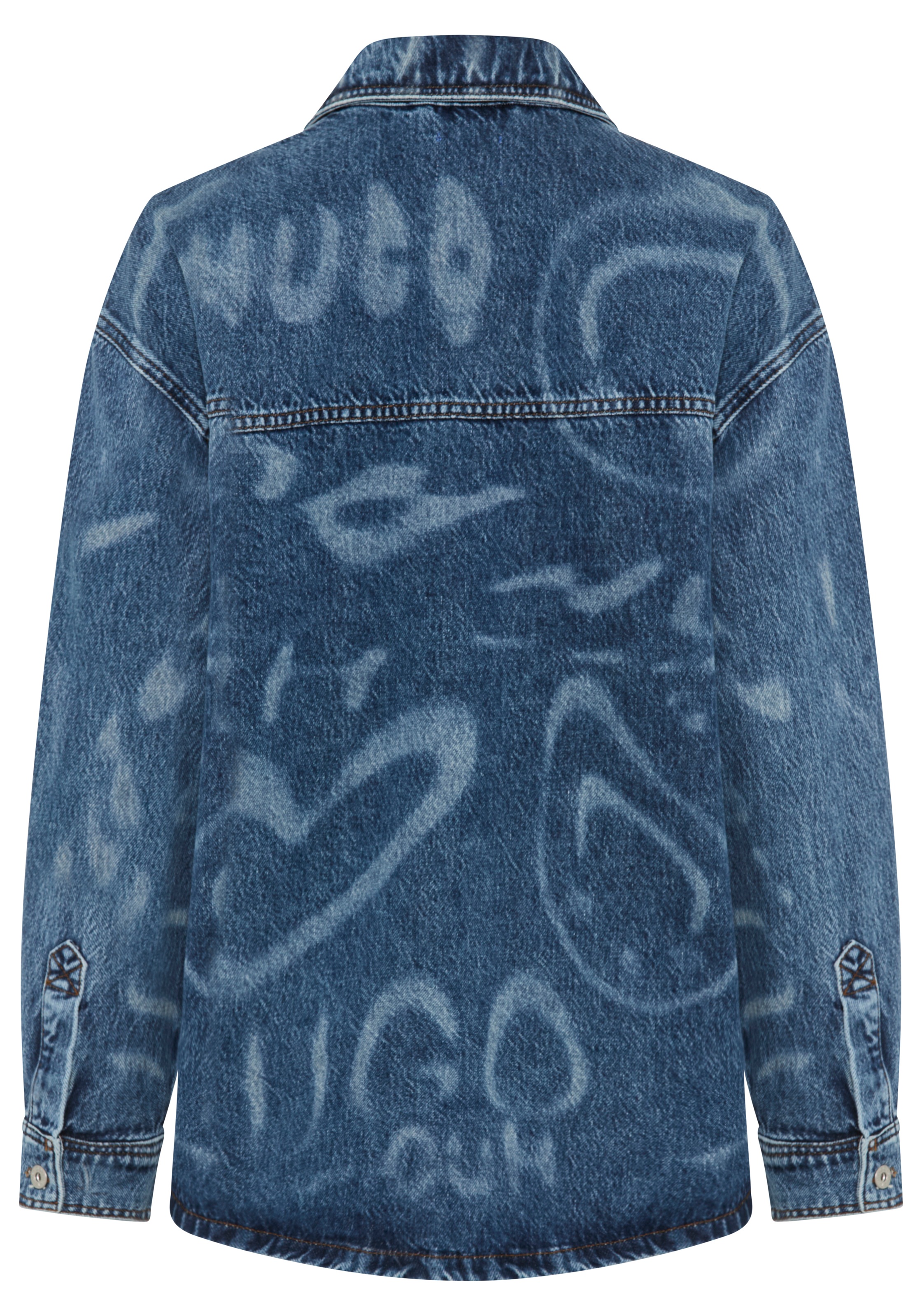 HUGO Blue Hemdbluse "Garesa" Denim mit Laserprint, Oversized Fit günstig online kaufen