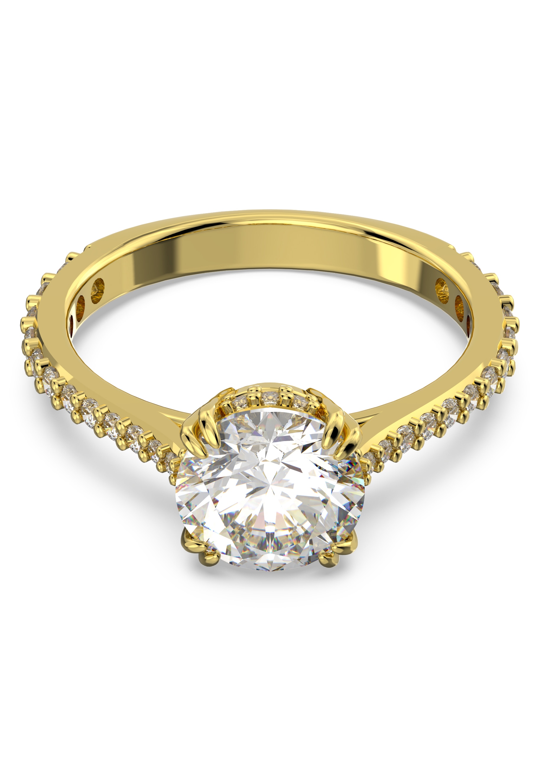 Fingerring SWAROVSKI "Stilla Round Cocktailring" Gr. 55, gold (gelbgoldfarben, kristallweiß), Fingerringe, Damen, 55, Metall, Fingerring, mit Swarovski Kristall 2