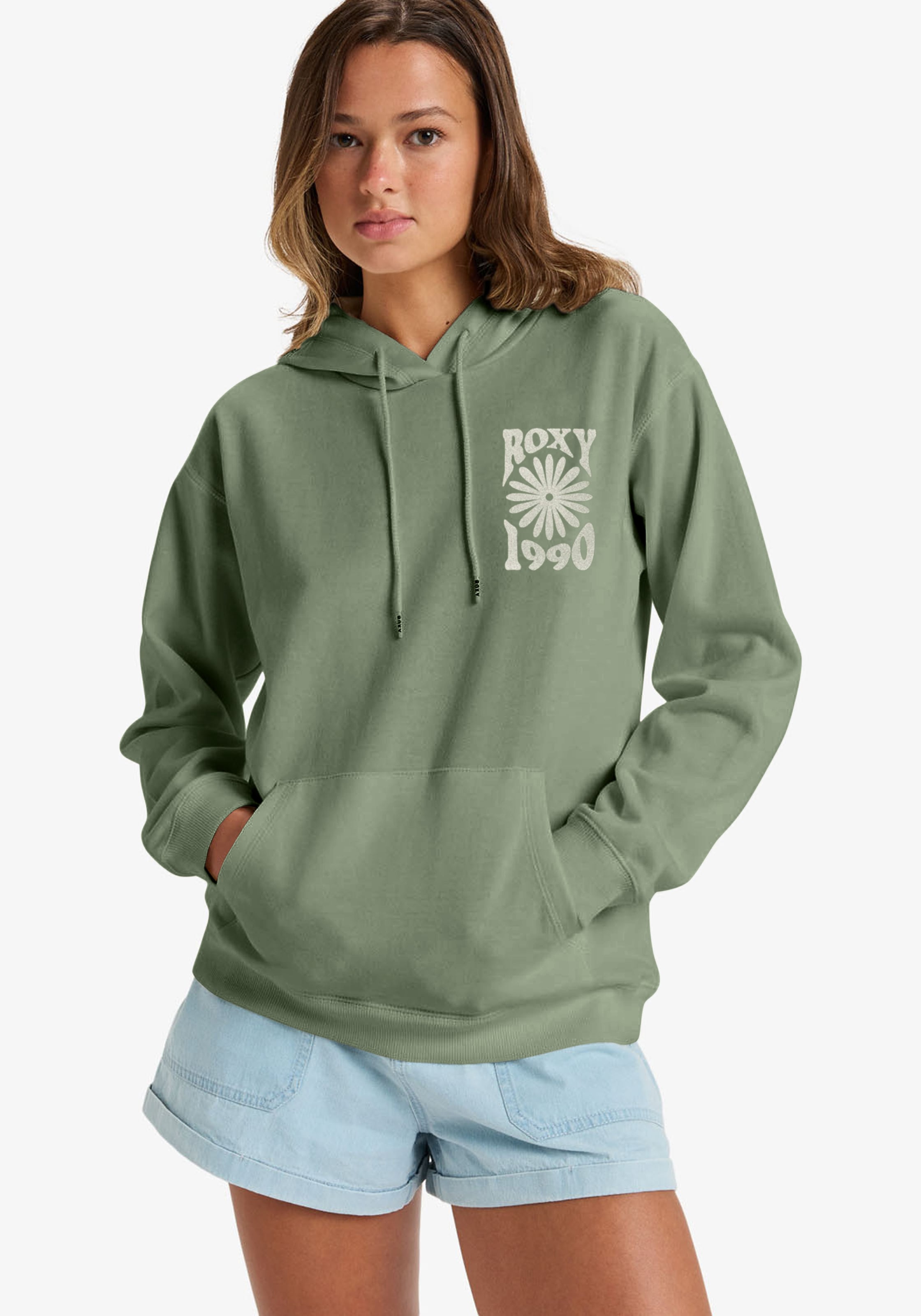 Roxy Kapuzensweatshirt "SURF STOKED HOODIE TERRY VINT", Langarm-Design, aus Baumwolle und Polyester, sportlicher Schnitt