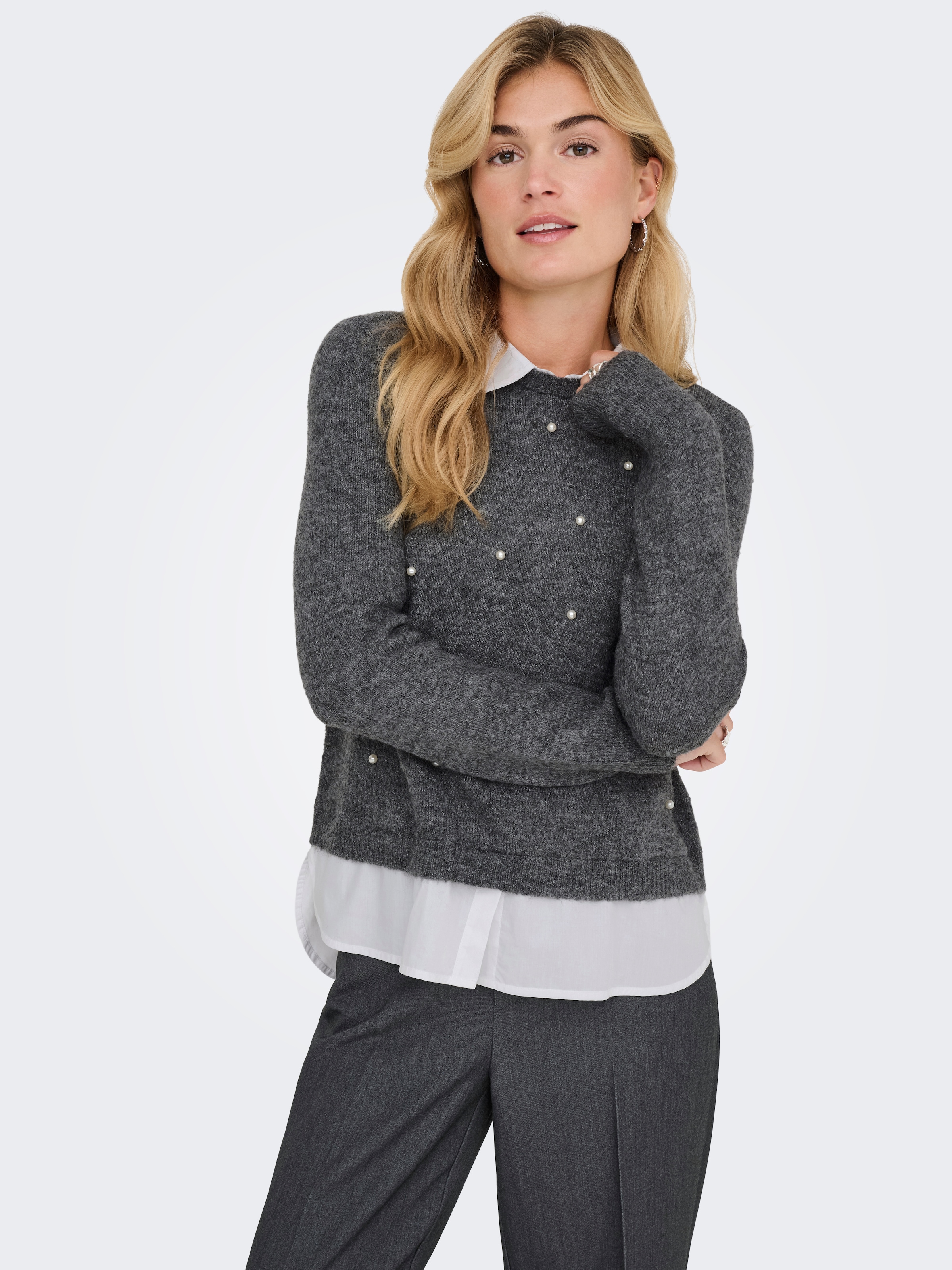 ONLY Strickpullover "ONLDOLLY LS WOVEN MIX PEARL PULL CC KNT" günstig online kaufen