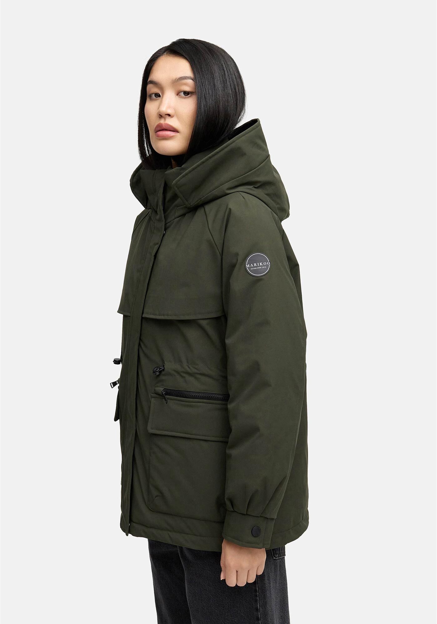 Marikoo Winterjacke "Shigaraa" mit abnehmbarer Kapuze und Gummizug an der T günstig online kaufen