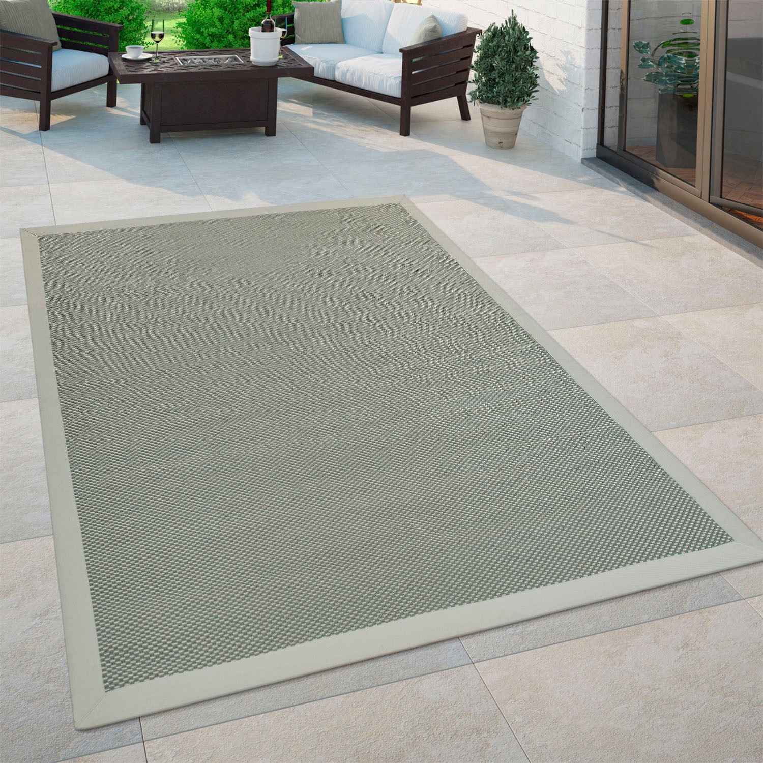Paco Home Teppich »Sisala 270«, rechteckig, 4 mm Höhe, Flachgewebe, gewebt, Sisal Optik, Bordüre, In- und Outdoor geeignet