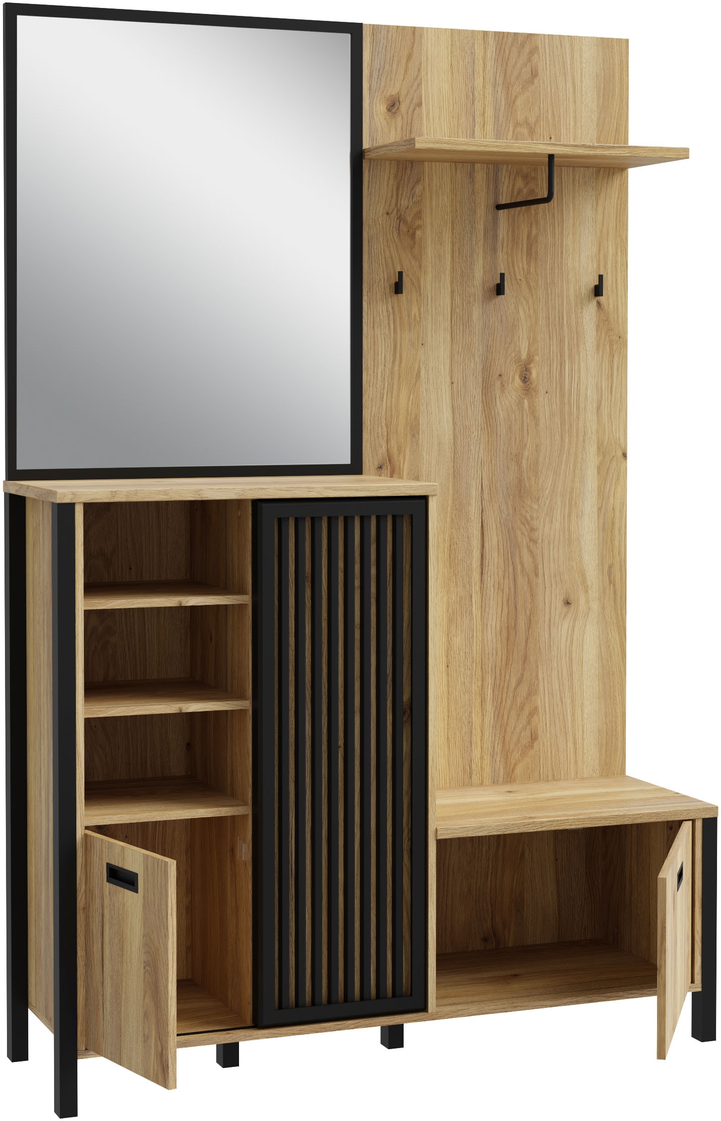 FORTE Kompaktgarderobe »Jytana«, Kompaktgarderobe, Stauraum, Lamellenoptik, Trendfarbe