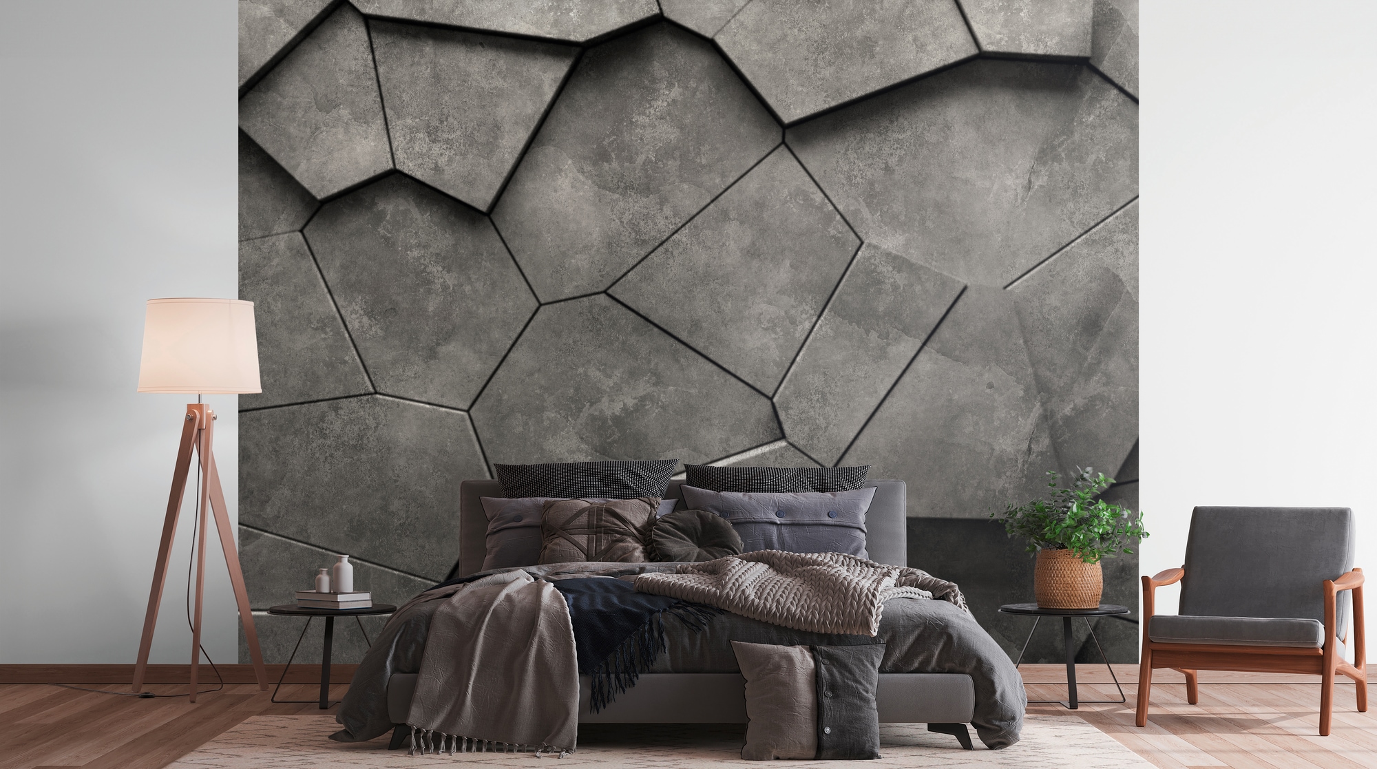 living walls Fototapete "THE WALL III Steinoptik Tapete Motivtapete Grafik Steinoptik" matt glatt Vliestapete 3D-Optik für Schlafzimmer Küche Wohnzimmer Steinoptik Flur