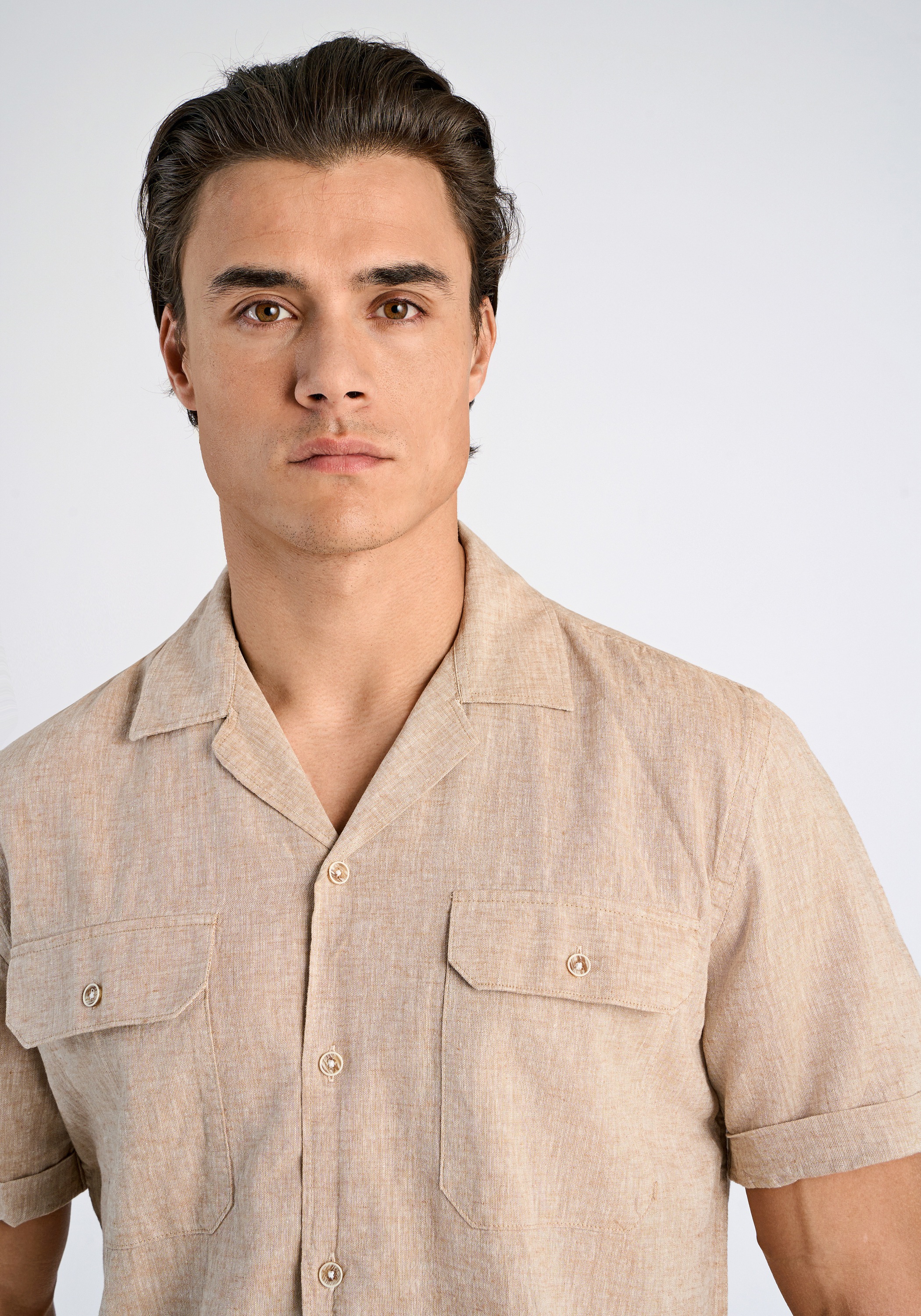 Lindbergh Linen Shirt Relaxed Fit Beige L 5